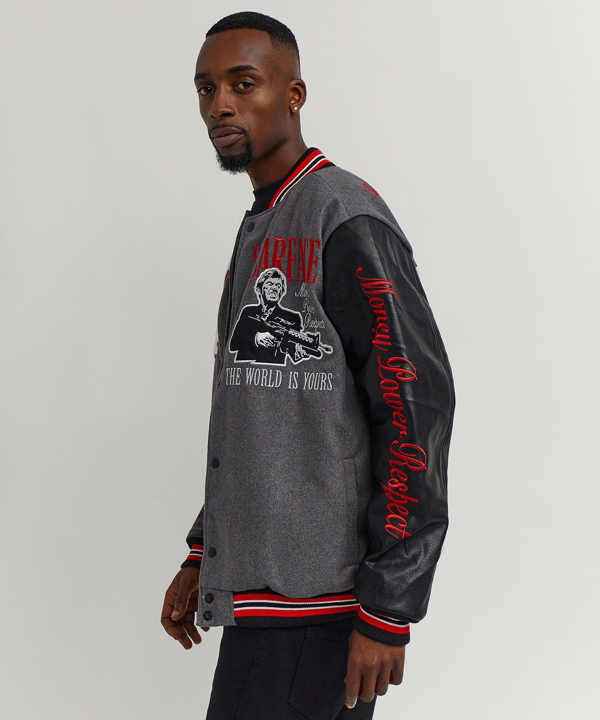 Scarface the World Varsity Jacket - Black and Grey Product Image