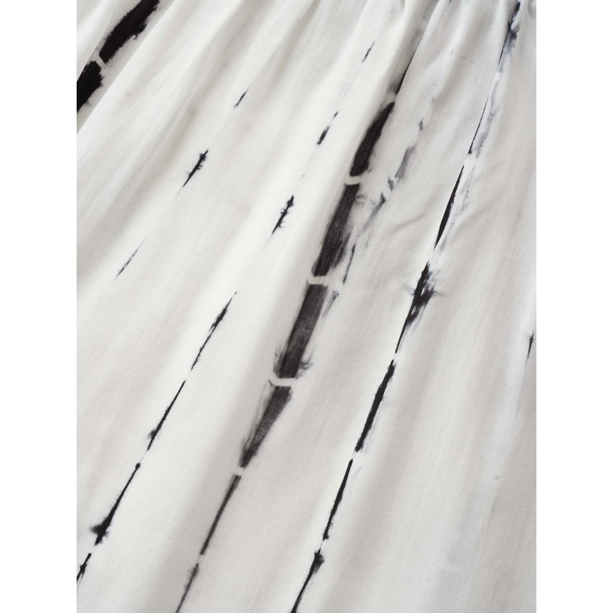 Plus Size Black Round Neck Tie Dye Button Detail Blouse Women Casual Short sleeve Round Neck Everyday Blouses BloomChic 14-16/1X Product Image