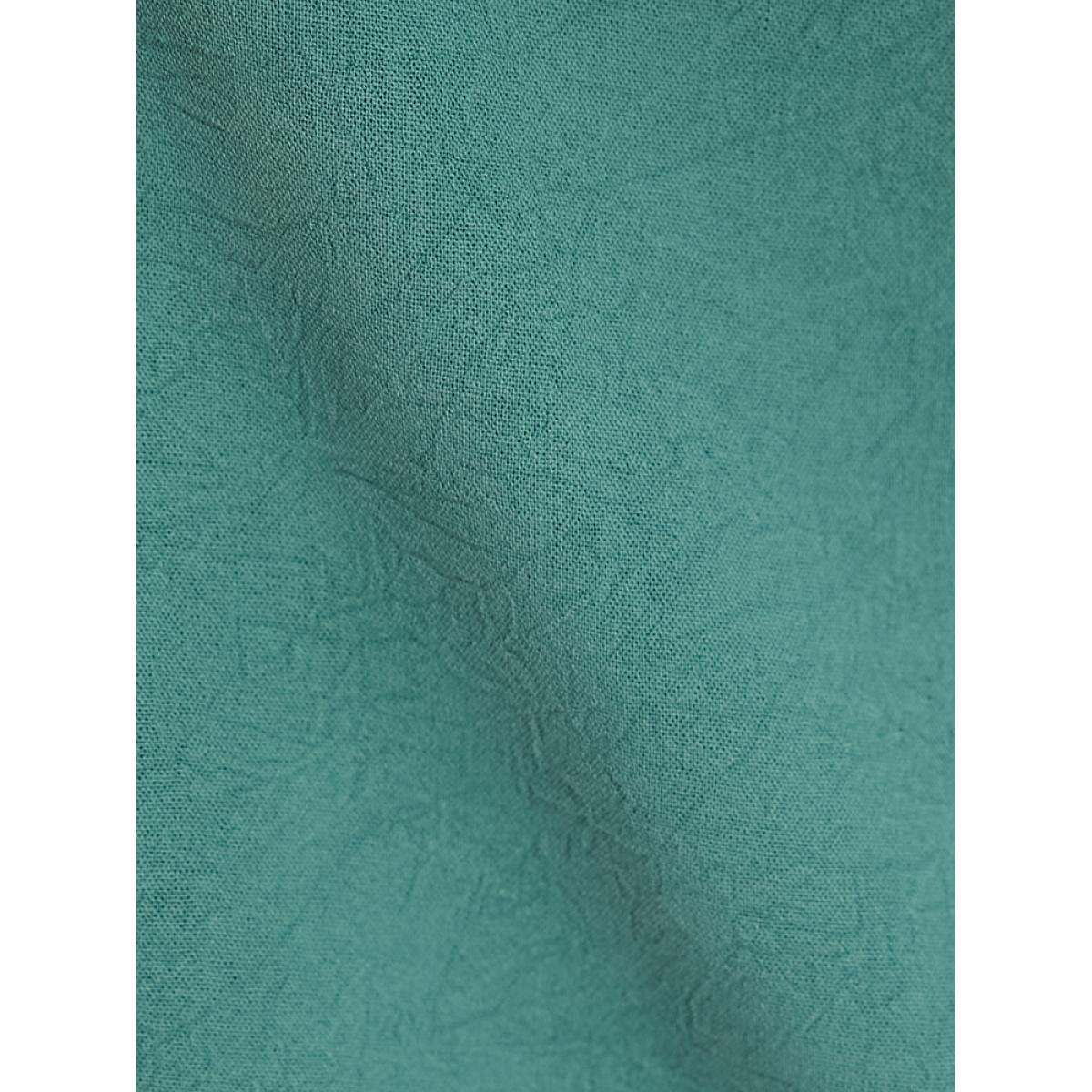 Plus Size Mint Solid V Neck Button Detail Blouse Women Office Long Sleeve V-neck Office Blouses BloomChic 18-20/2X Product Image