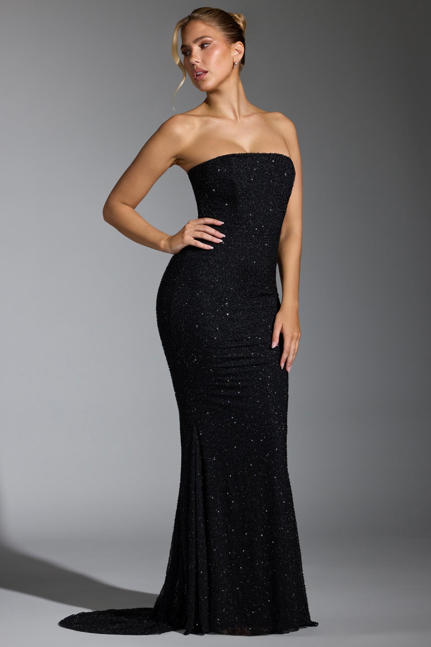 Embellished Corset Gown in Black Product Image