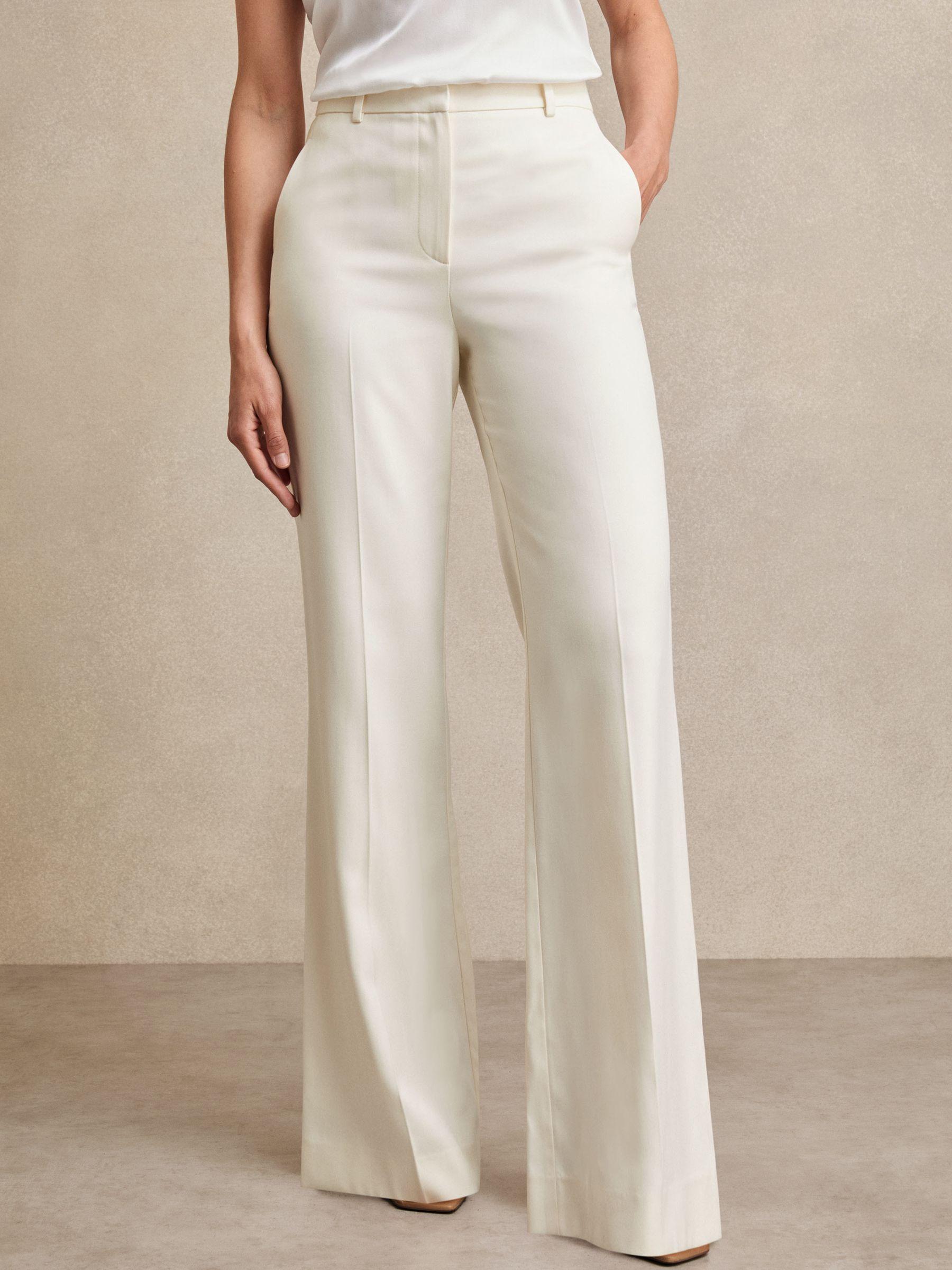 Wide-Leg Tailored Trousers in Cream Product Image