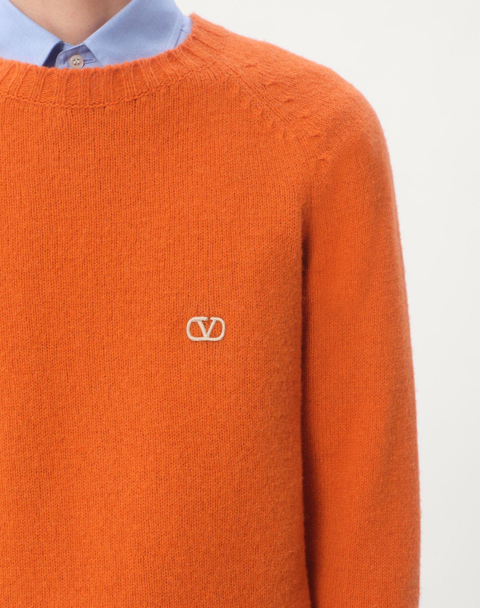 Shetland Wool Crewneck Sweater With Vlogo Embroidery Product Image