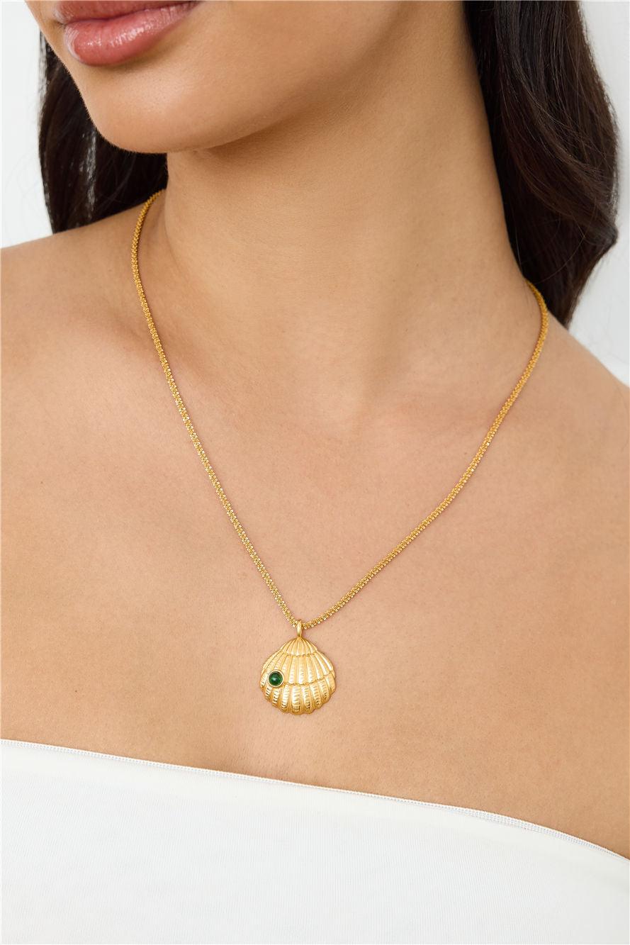 18k Gold Plated Shell Dance Necklace Gold Product Image
