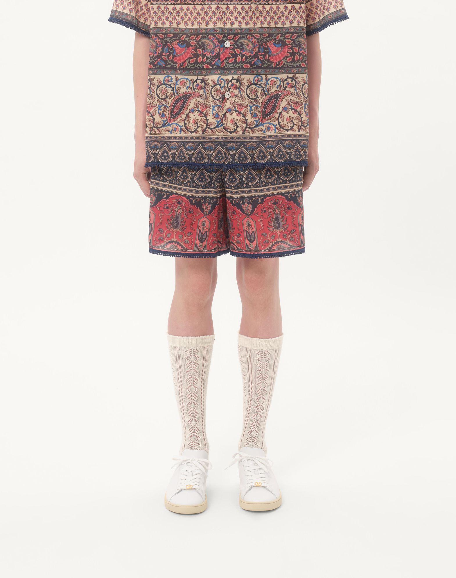 Cotton Muslin Bermuda Shorts With Voyage Imaginaire Print And Passementerie Trim Product Image