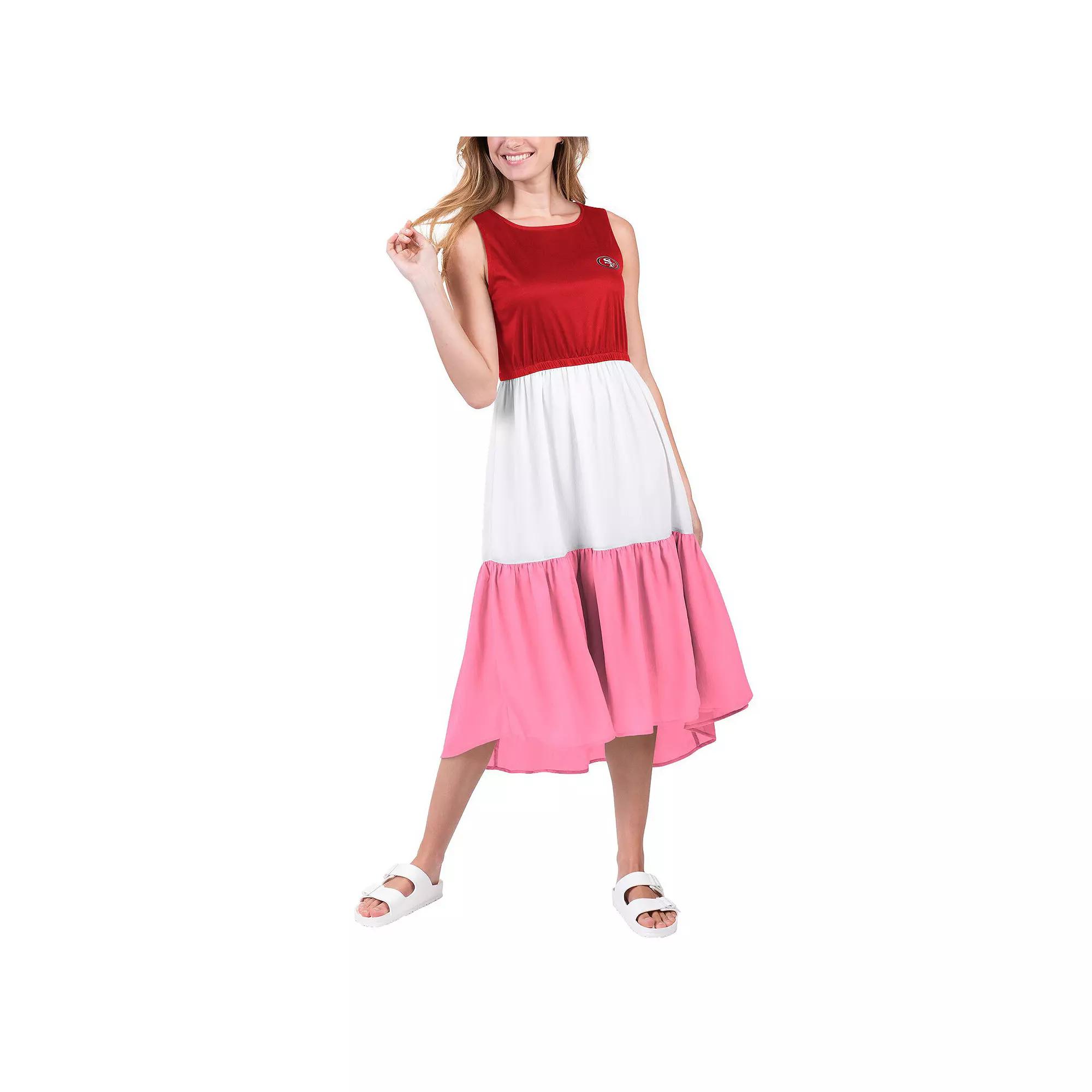 Women's G-III 4Her by Carl Banks Scarlet/Pink San Francisco 49ers 12th Inning Colorblock Dress,  Product Image