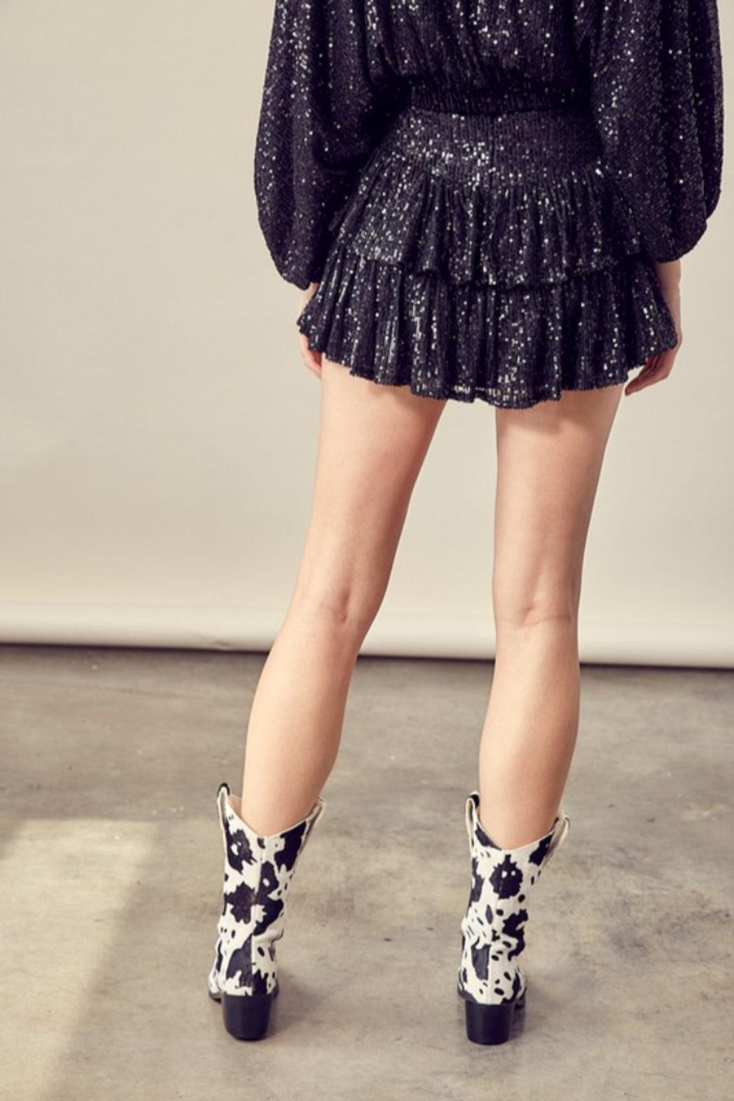 Tiered Ruffle Sequin Skirt Product Image