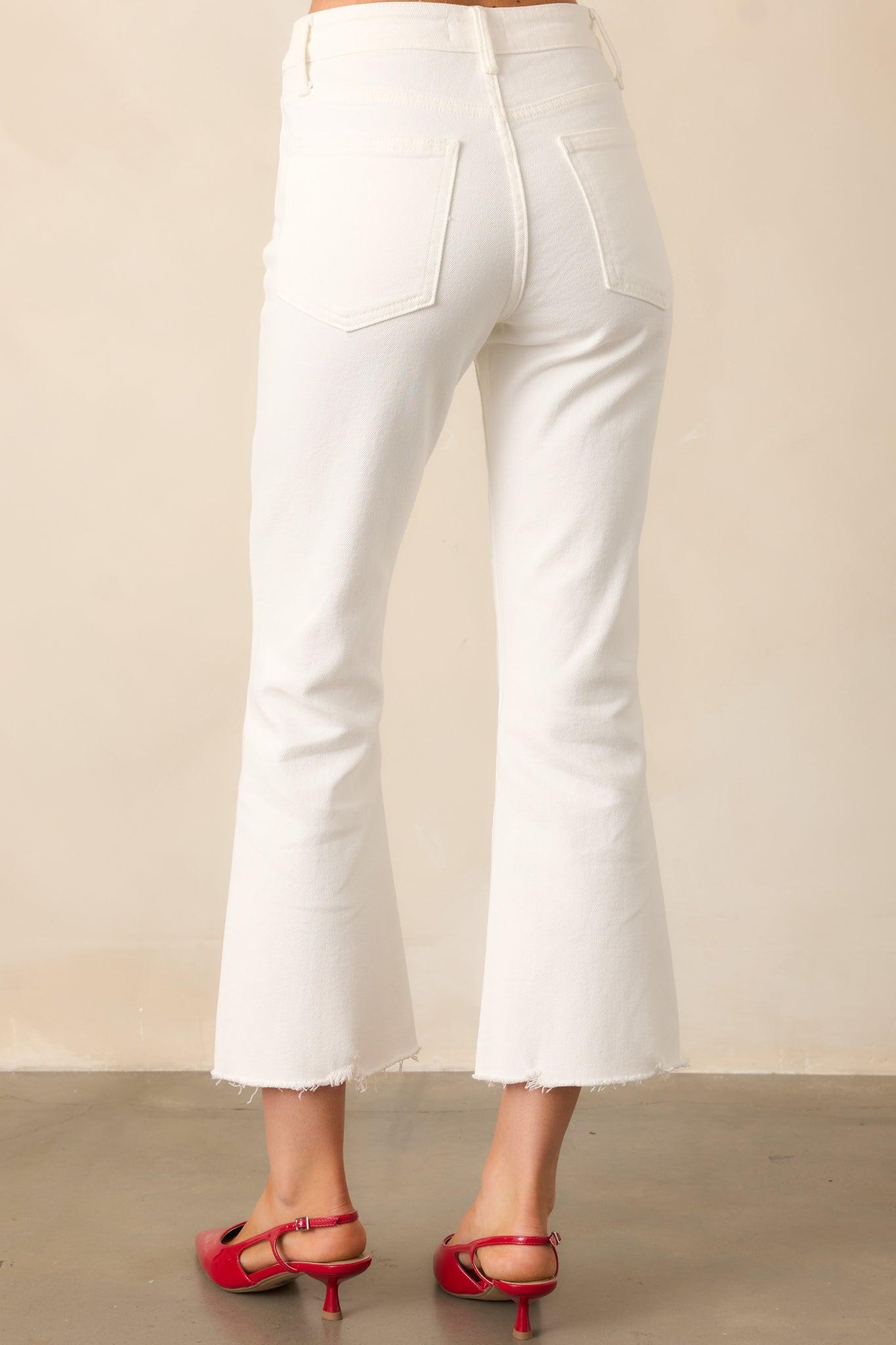 Terrific Timing White Cropped Flare Jeans Product Image