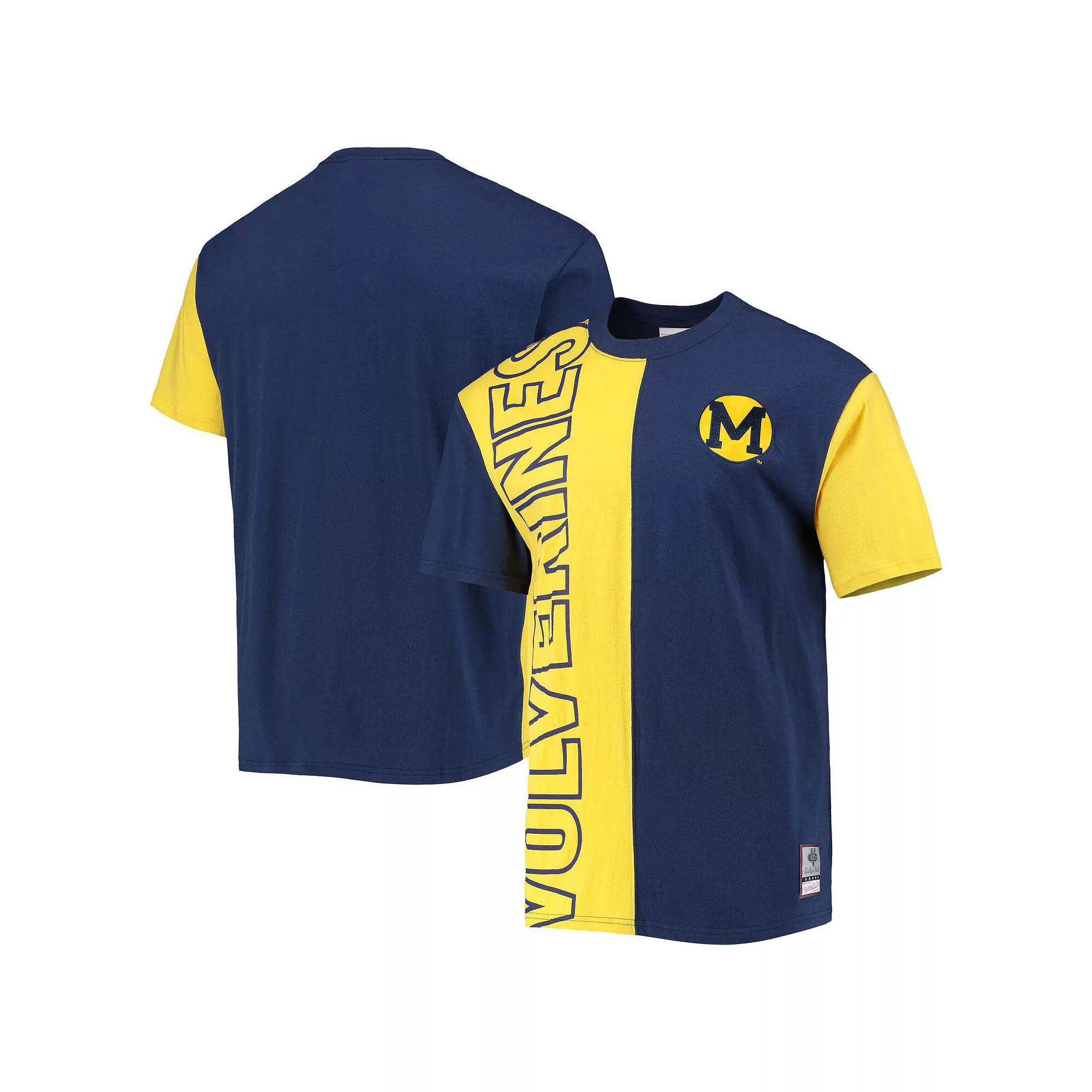 Men's Mitchell & Ness Navy/Maize Michigan Wolverines Play By Play 2.0 T-Shirt,  Product Image