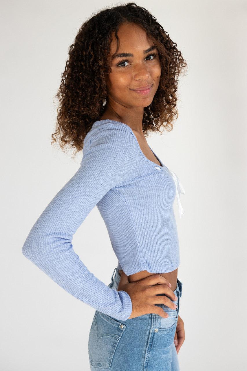 Long Sleeve Ribbon Bow Top Product Image