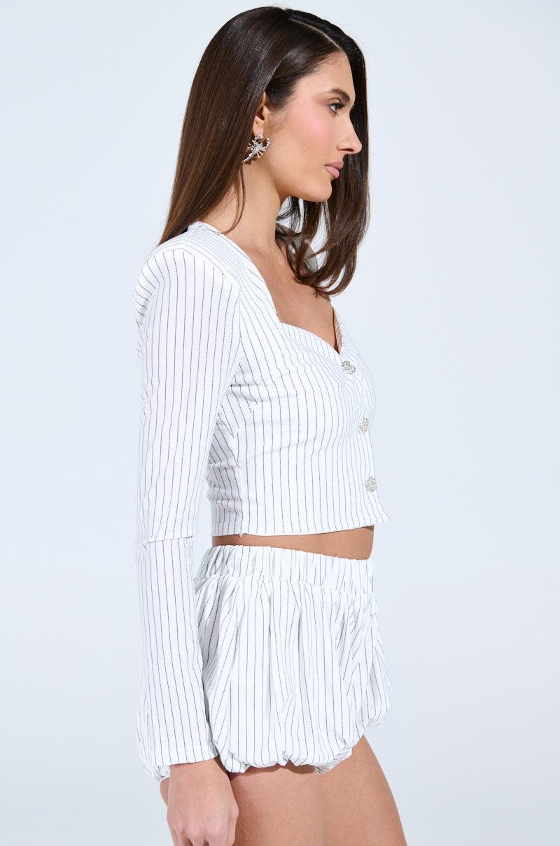 GIMME LOVE STRIPE BUTTON DOWN BLOUSE Product Image
