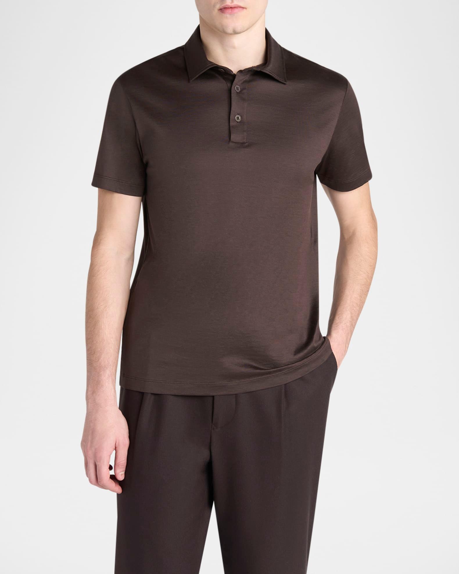 Men's Silk and Cotton Polo Shirt Product Image