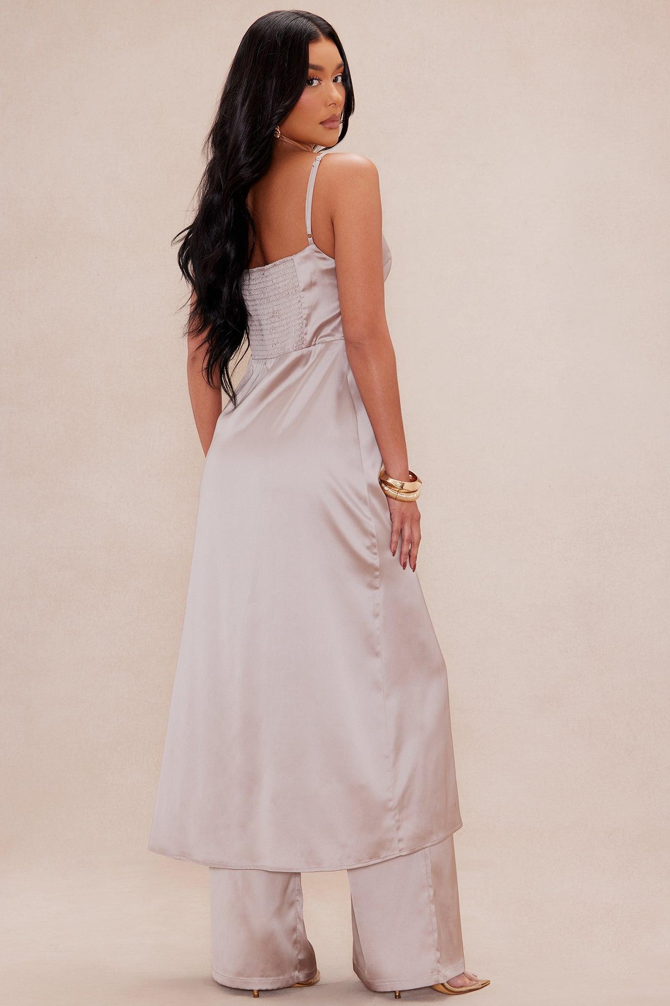 Genesis Flyaway Satin Pant Set - Taupe Product Image