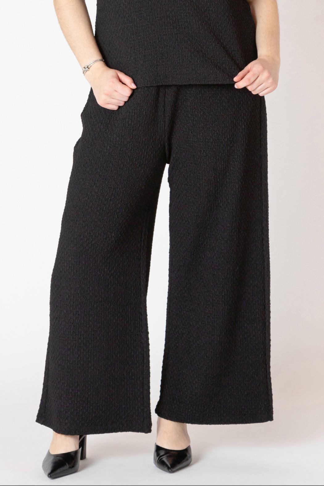 Textured Flowy Wide Leg Pants Product Image