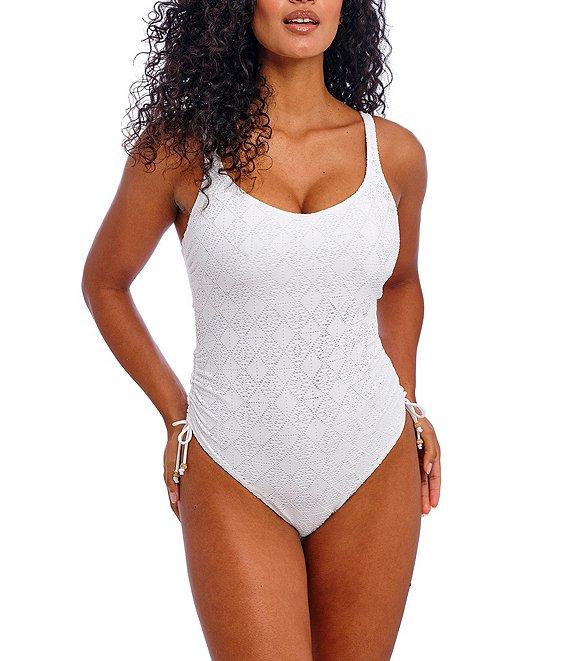 Freya Nomad Nights Crochet Scoop Neck High Leg Underwire Extended Bra Size One Piece Swimsuit Product Image