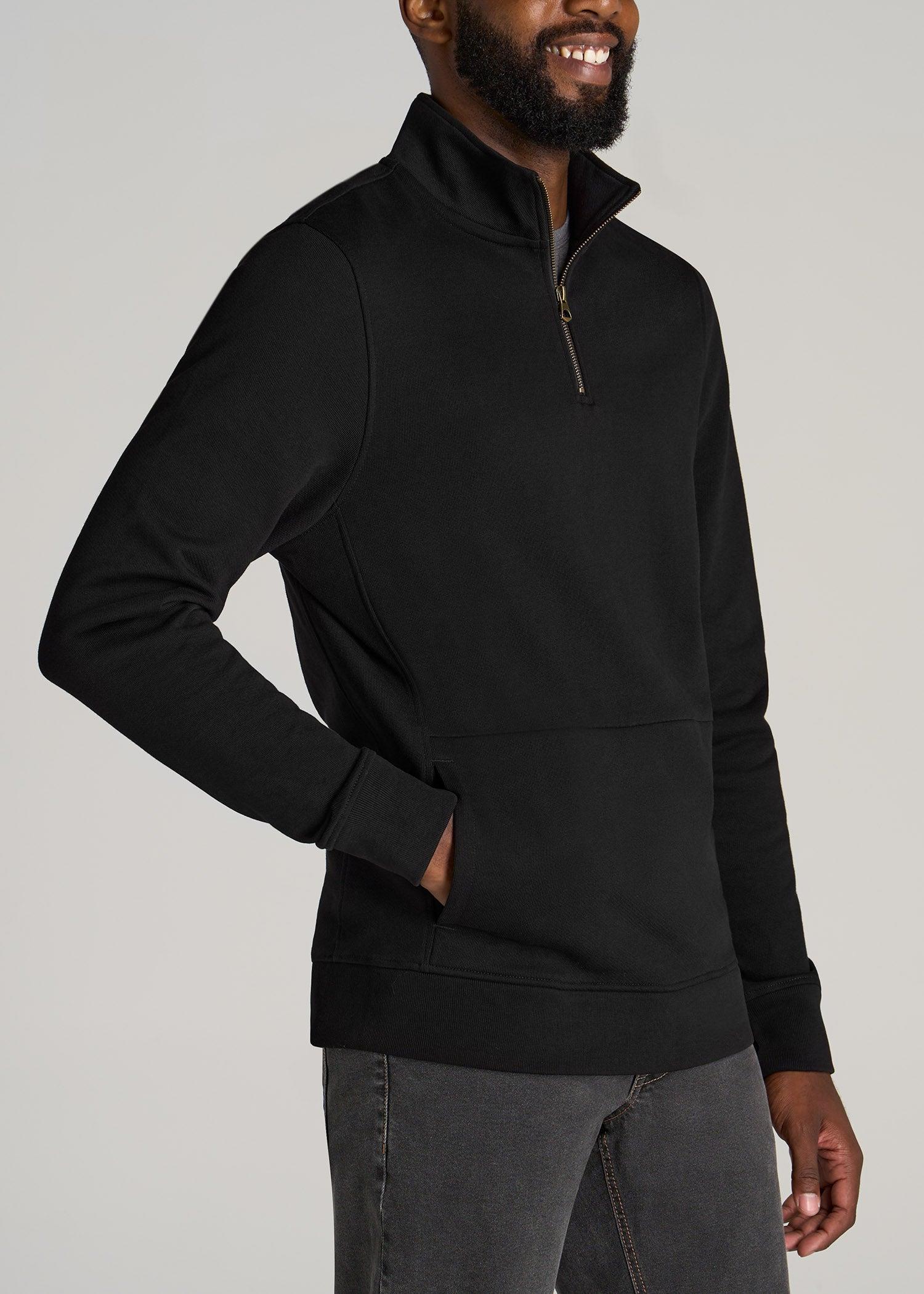 LJ&S Heavyweight Quarter-Zip Pullover for Tall Men in Vintage Black Male Product Image
