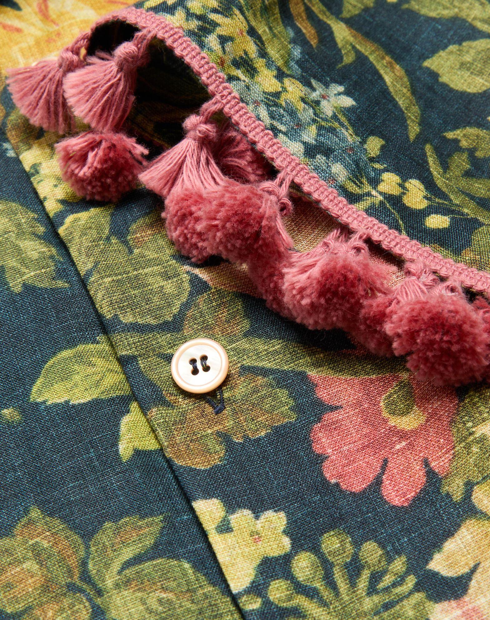 Linen Bowling Shirt With Apres L'Hiver Print Product Image