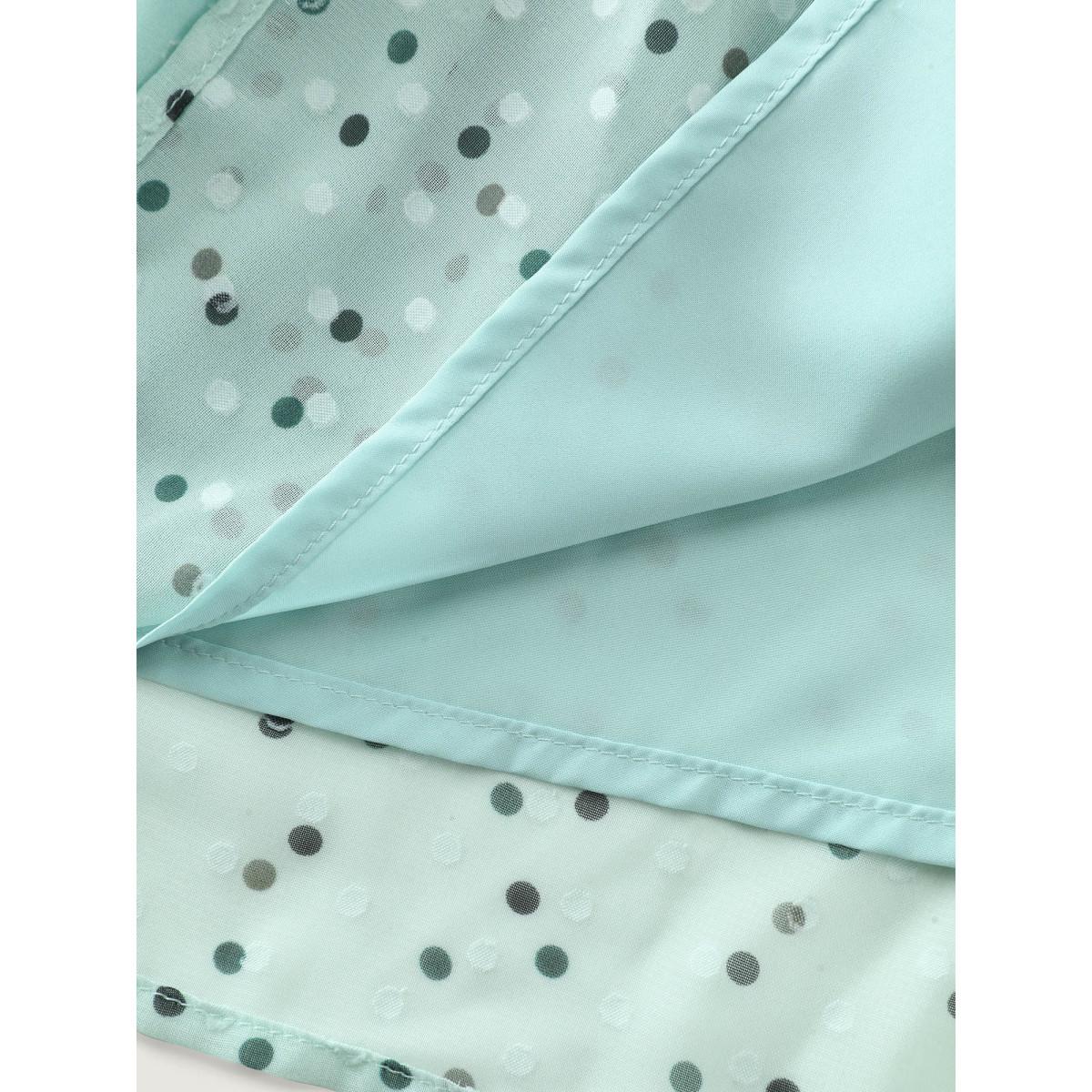 Plus Size Mint Polka Dots Waist-Tie V-Neck Blouse Women Timeless Extra Long Sleeve V-neck Elegant Blouses BloomChic 28/5X Product Image