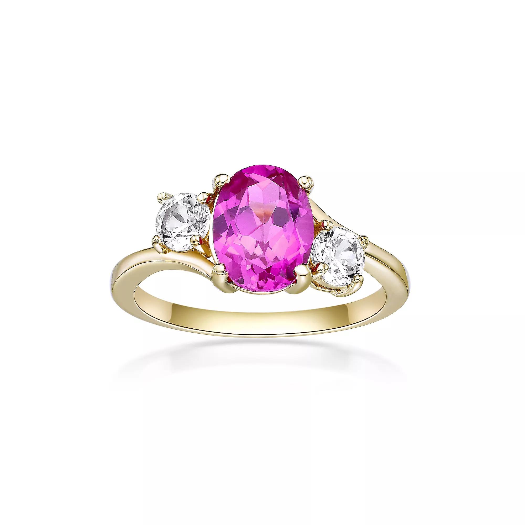 Gemminded 2 Micron Gold Over Silver Lab-Created Pink & White Sapphire Ring, Women's, Size: 5, Gold Tone Product Image