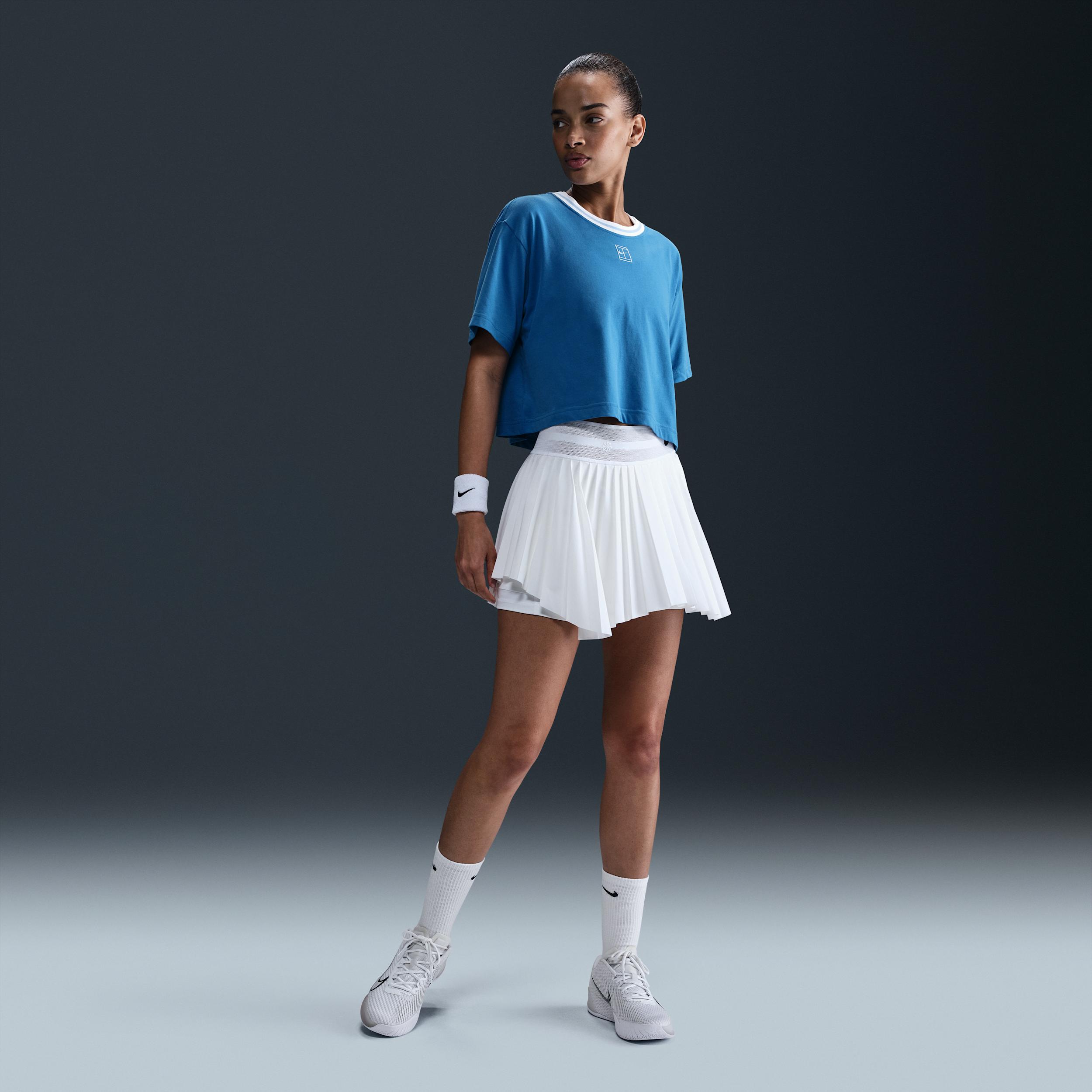 Nike Womens Heritage Dri-FIT Short-Sleeve Cropped T-Shirt | HJ3640-402 Product Image