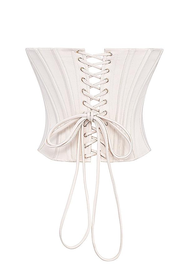 Genevieve  vintage cream lace back corset Product Image