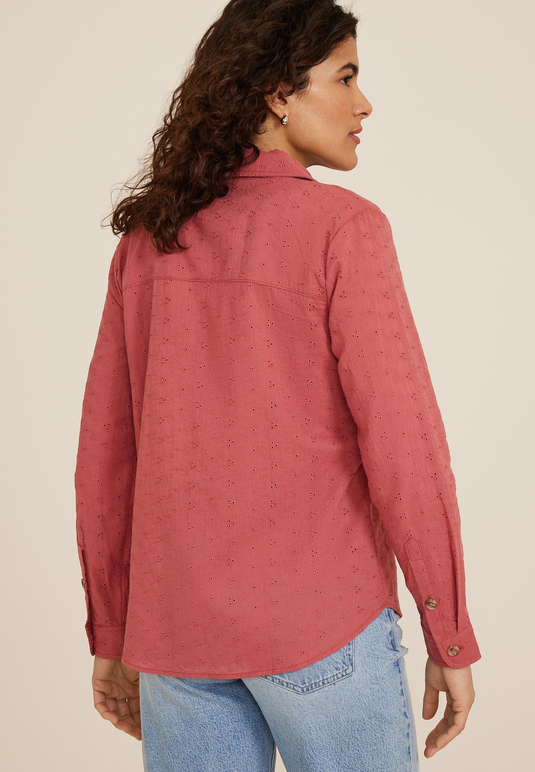 Eyelet Button Down Shirt Product Image