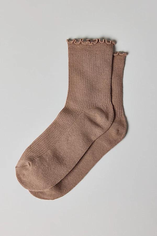 Lettuce-Edge Ribbed Sock Womens at Urban Outfitters Product Image