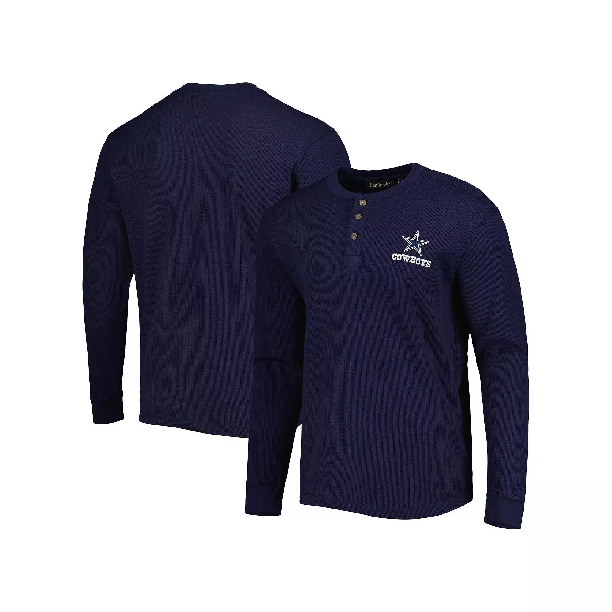 Men's Navy Dallas Cowboys Maverick Thermal Henley Long Sleeve T-Shirt,  Product Image