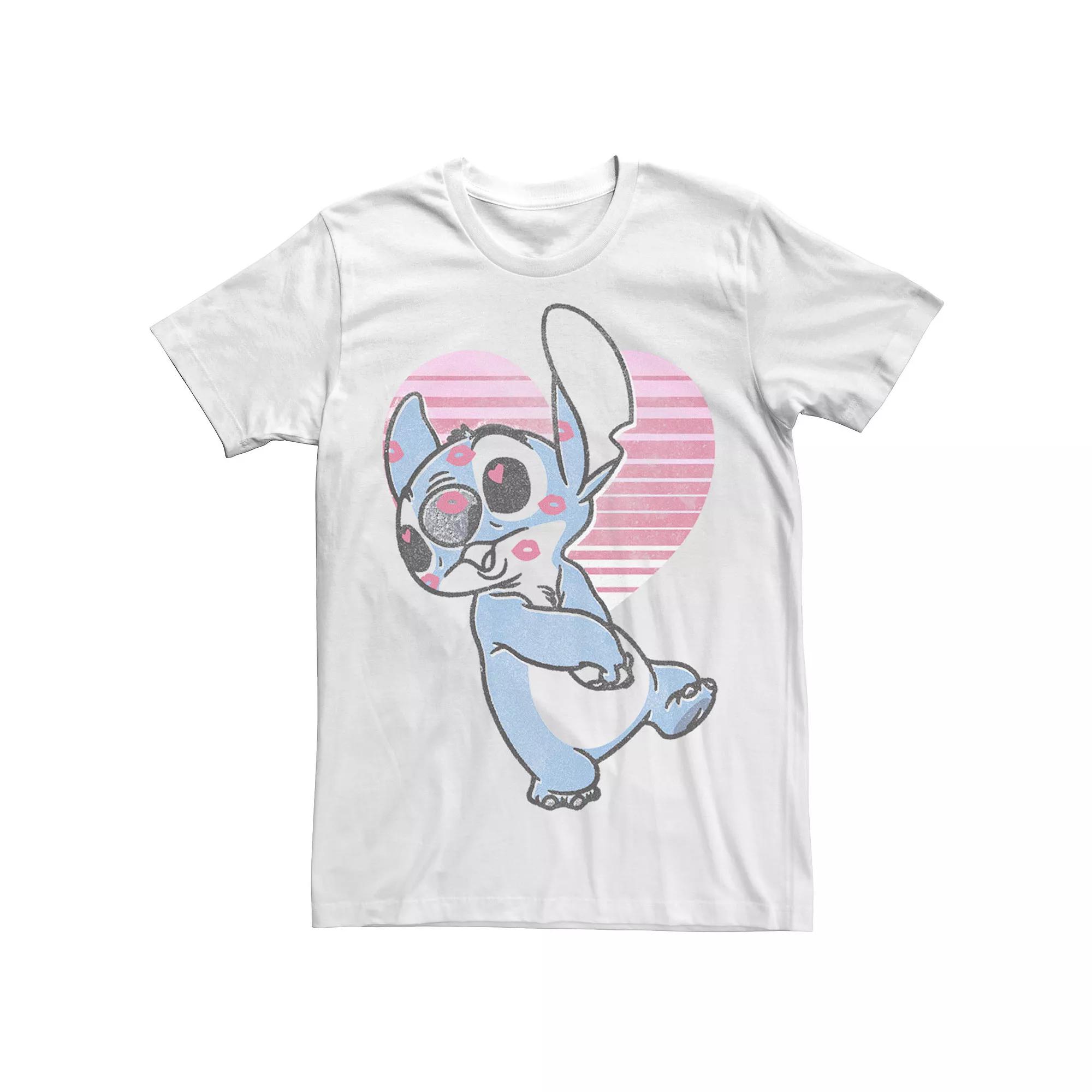 Disney's Lilo & Stitch Men's Valentine's Day Stitch Retro Heart Tee,  Product Image