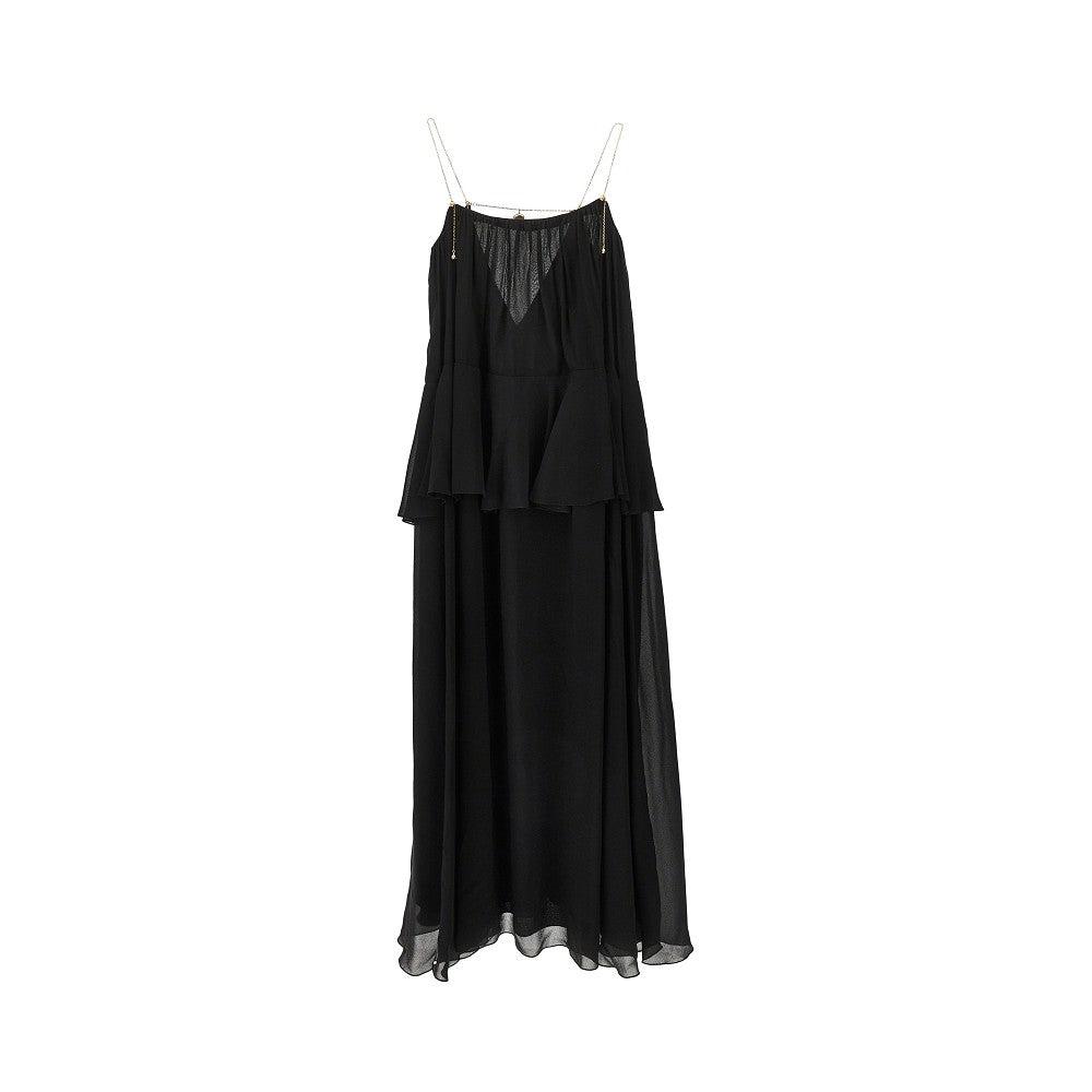 CHLOÉ Open-back Embellished Tiered Silk-georgette Maxi Dress In Black Product Image