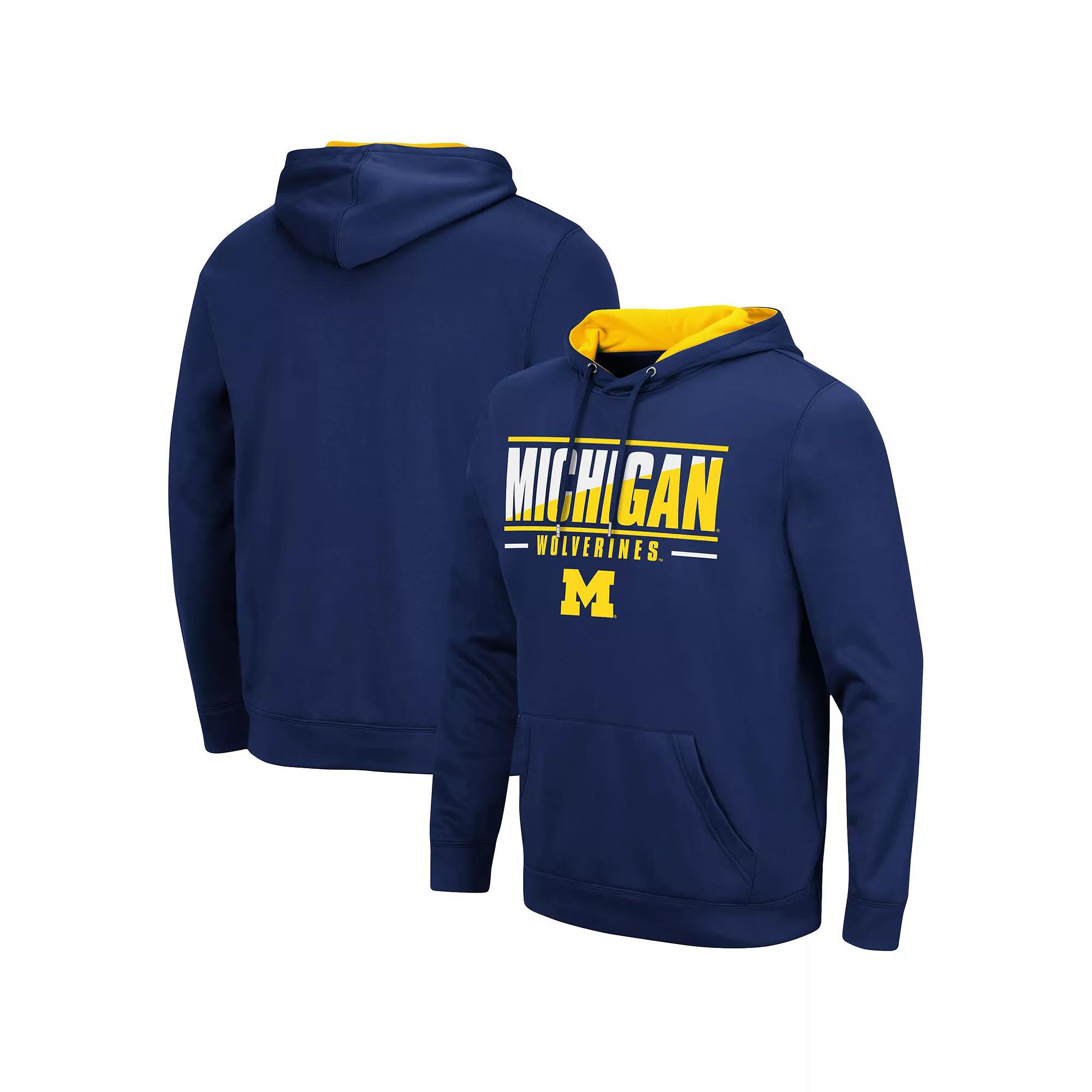 Men's Colosseum Navy Michigan Wolverines Slash Stack 2.0 Pullover Hoodie,  Product Image