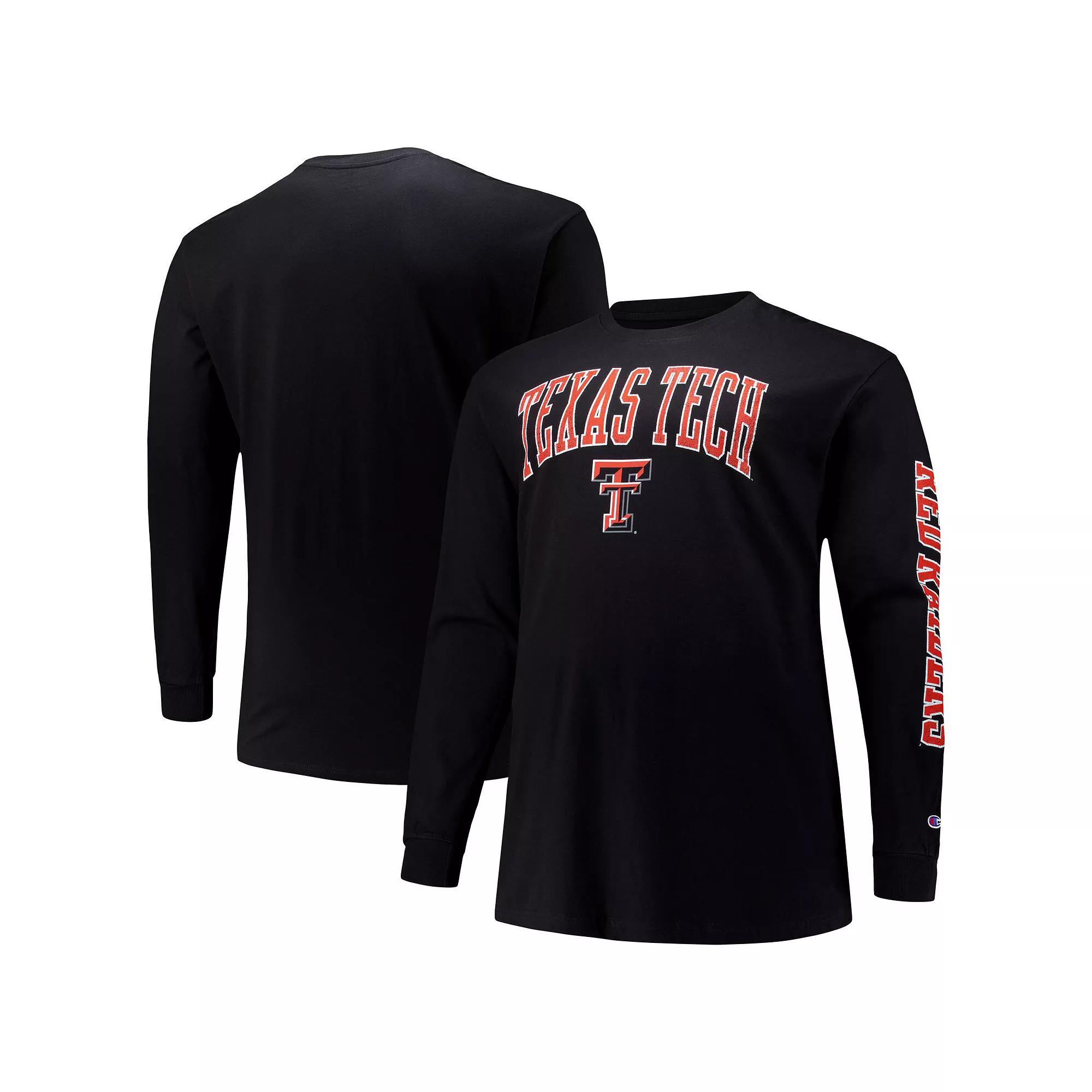 Men's Champion Black Texas Tech Red Raiders Big & Tall 2-Hit Long Sleeve T-Shirt,  Product Image