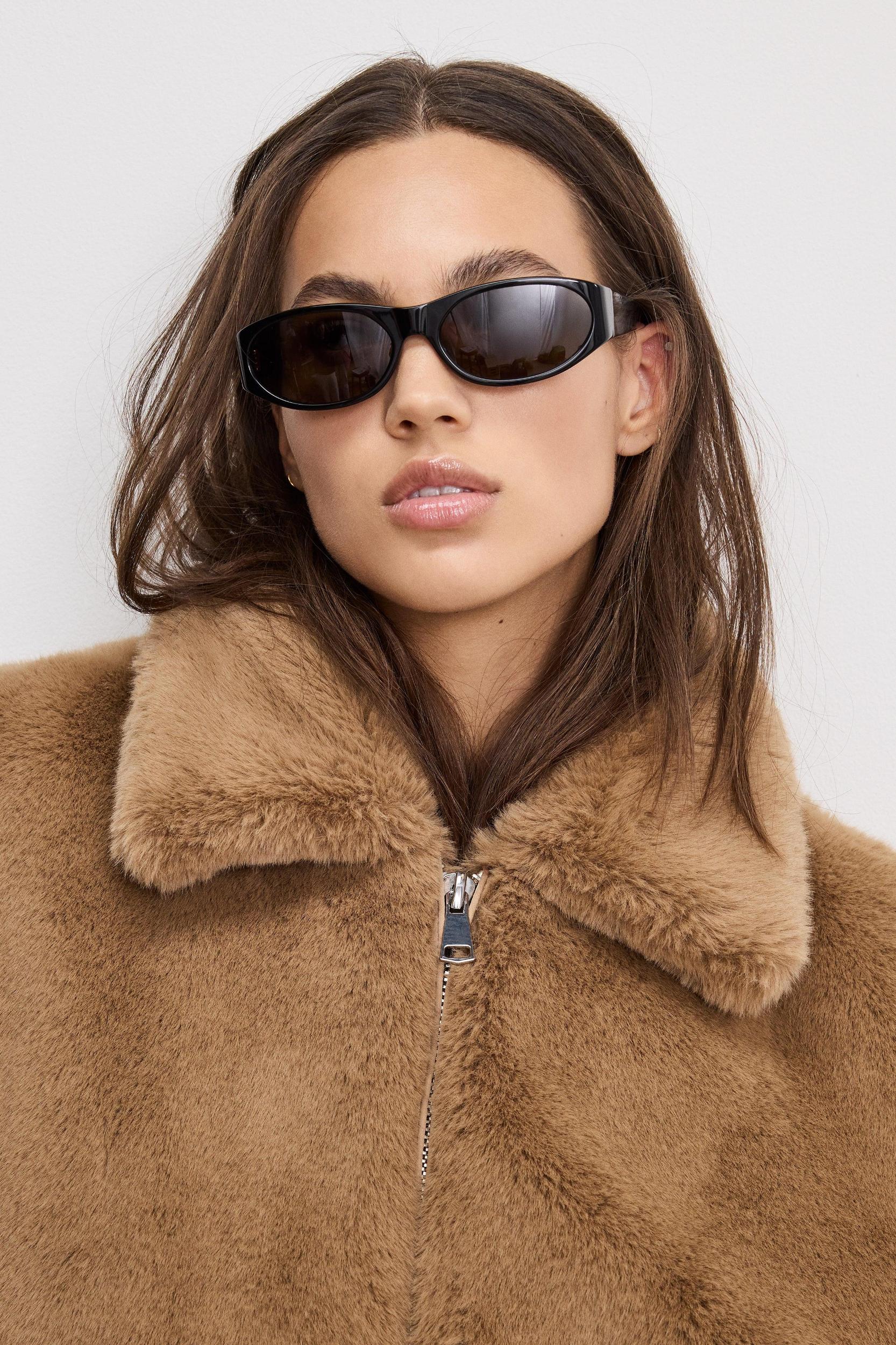 FAUX FUR COLLAR JACKET | WARM CARAMEL003 Product Image