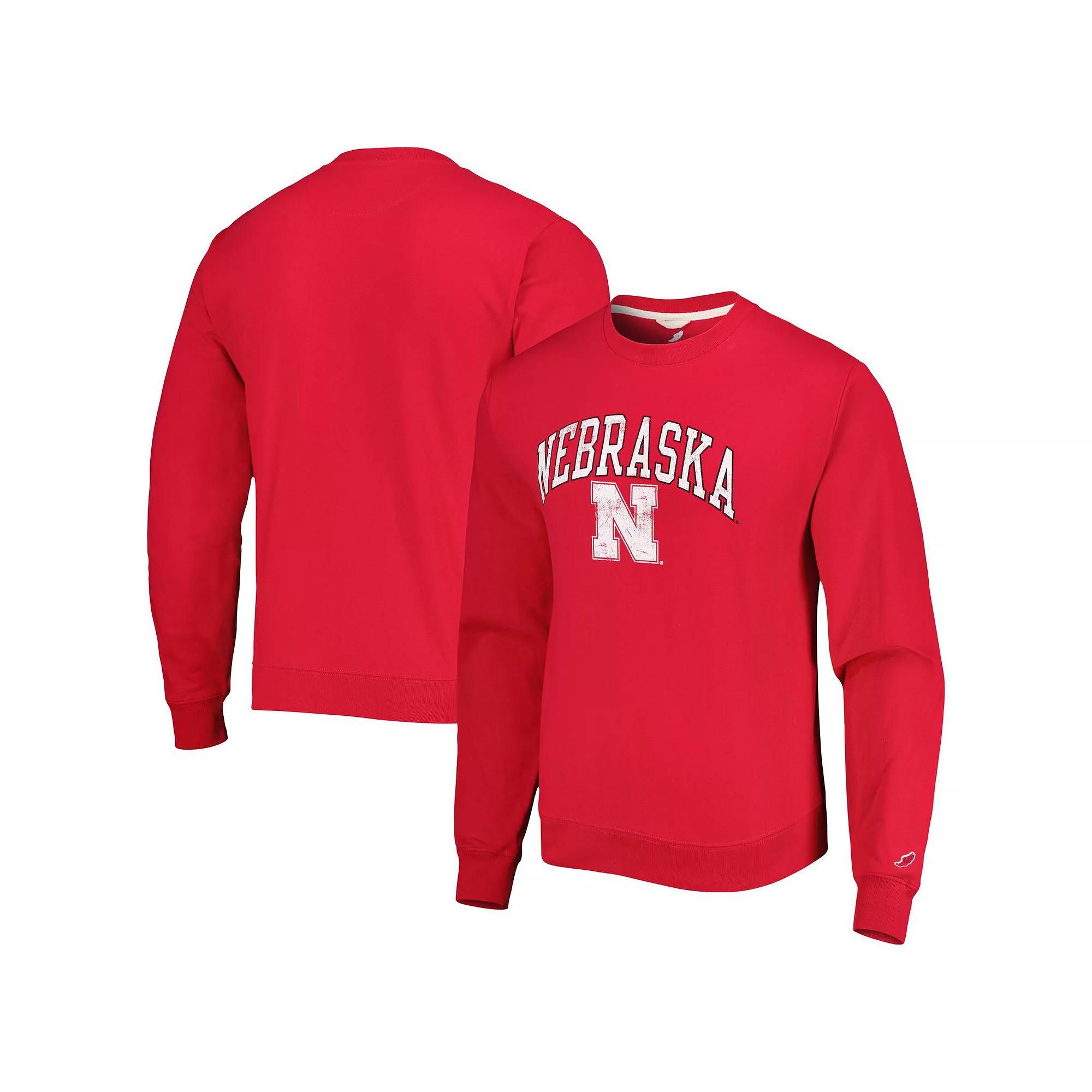 Men's League Collegiate Wear Scarlet Nebraska Huskers 1965 Arch Essential Lightweight Pullover Sweatshirt,  Product Image