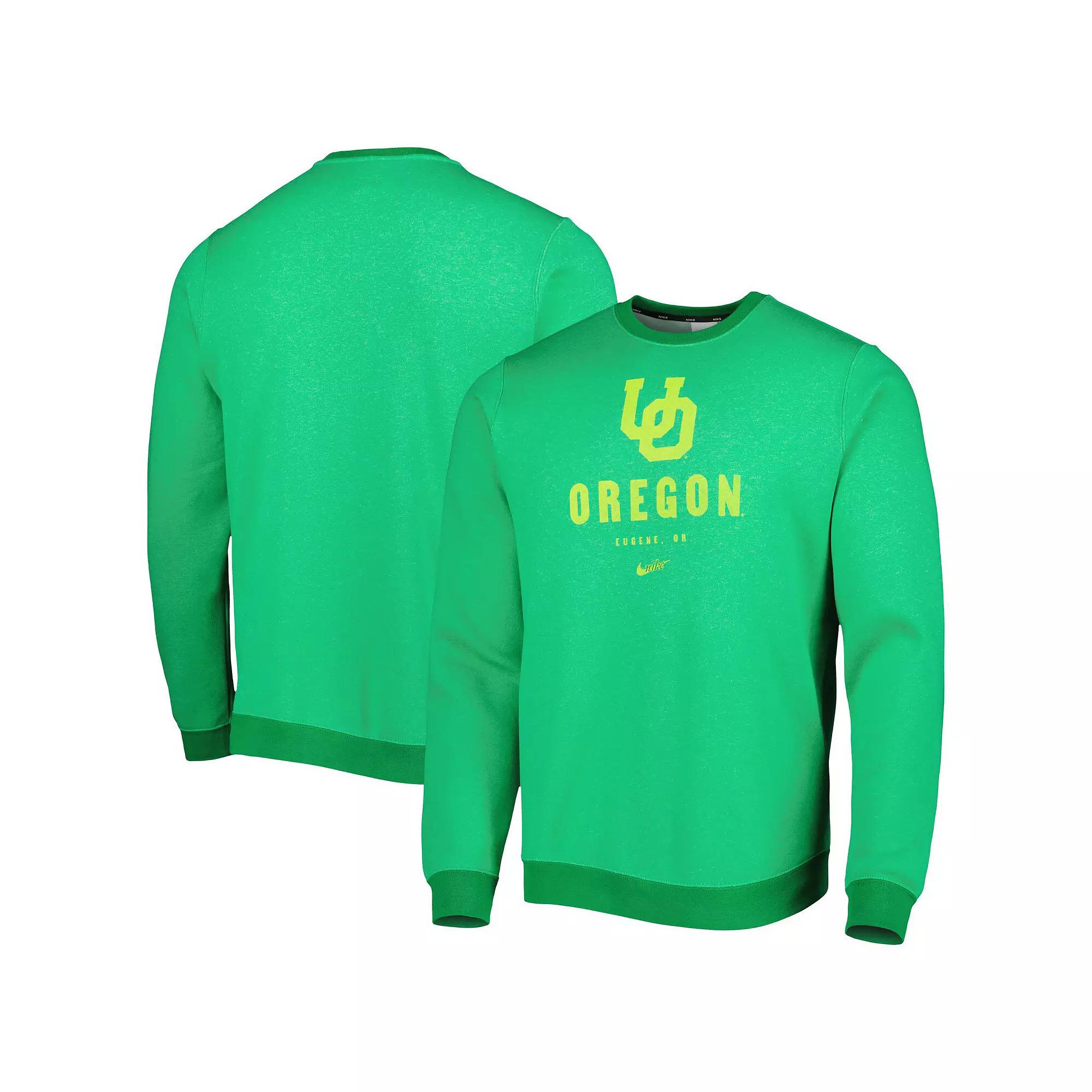 Men's Nike Green Oregon Ducks Vault Stack Club Fleece Pullover Sweatshirt, Size: 2XL Product Image