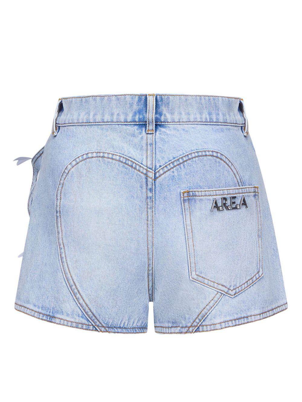 floral-appliqué denim shorts Product Image