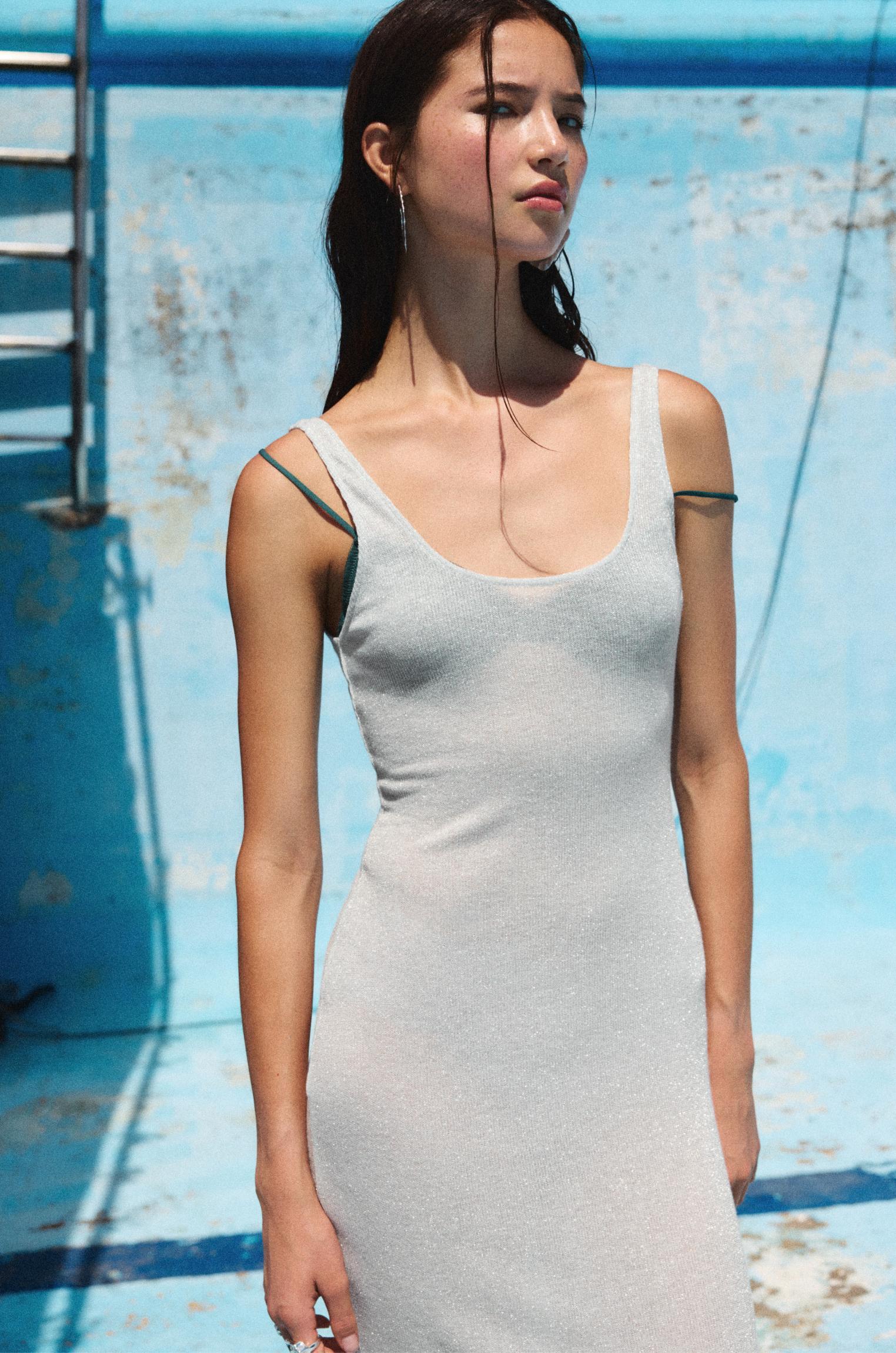 Metallic knit midi dress Product Image