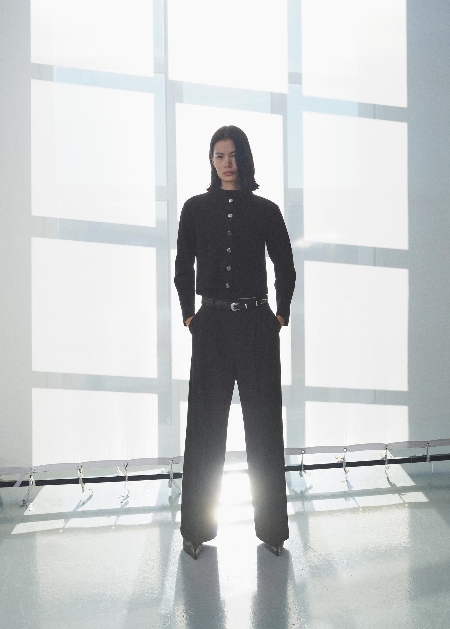 Jacket with jewel-button strip collar - Women | MANGO USA Product Image