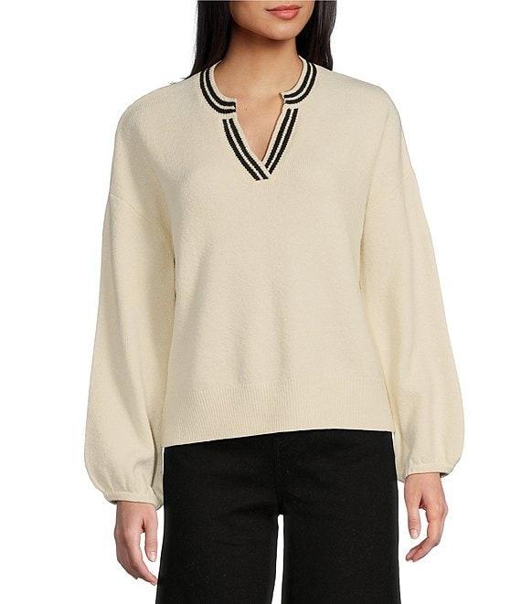 Copper Key Split V-Neck Retro Sweater Product Image