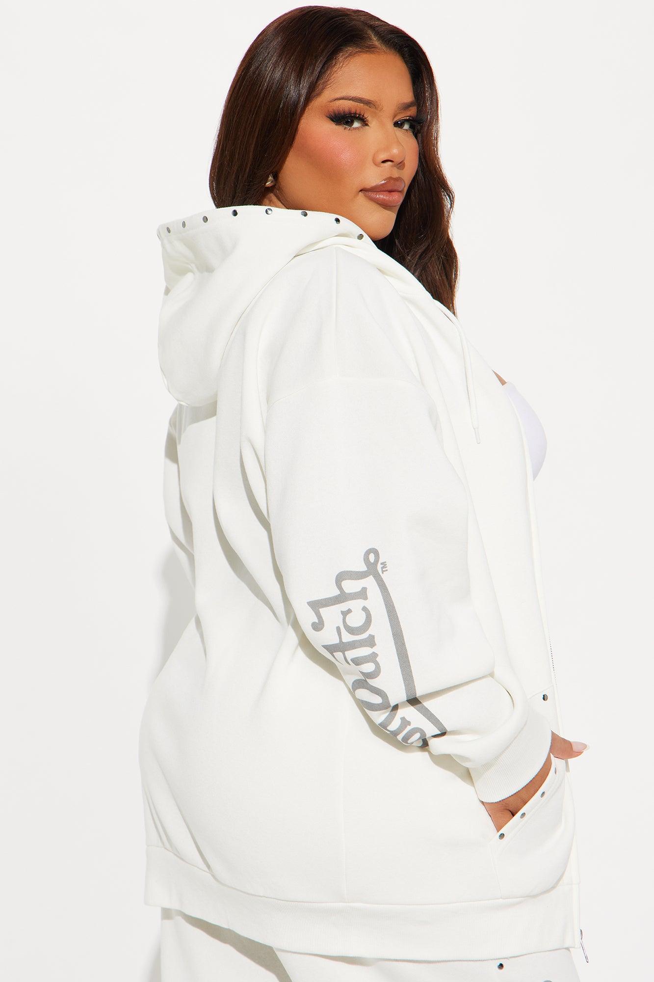 Von Dutch Studded Zip Front Hoodie - Cream Product Image
