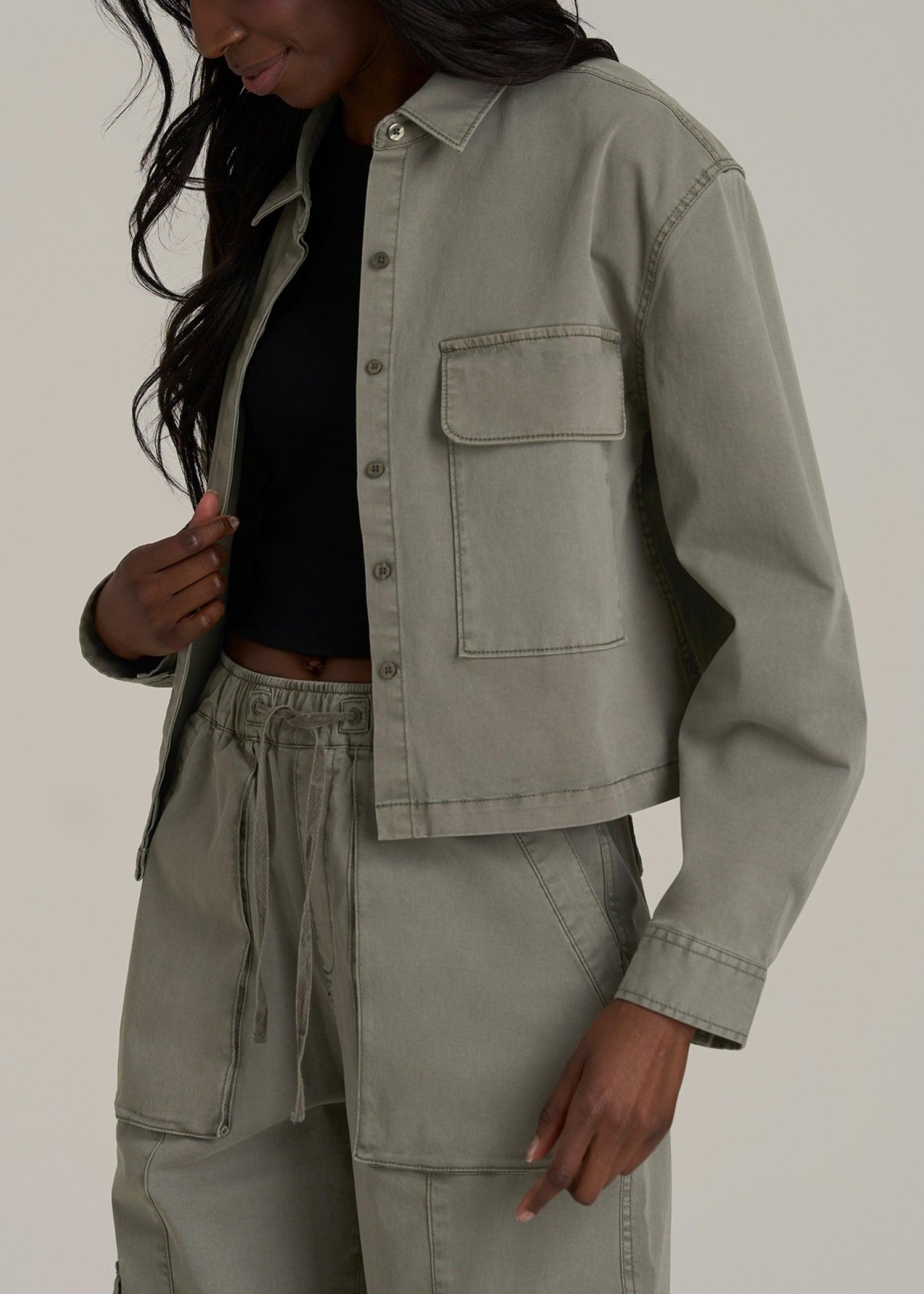 Garment Dyed Utility Shirt for Tall Women in Camper Green Female Product Image