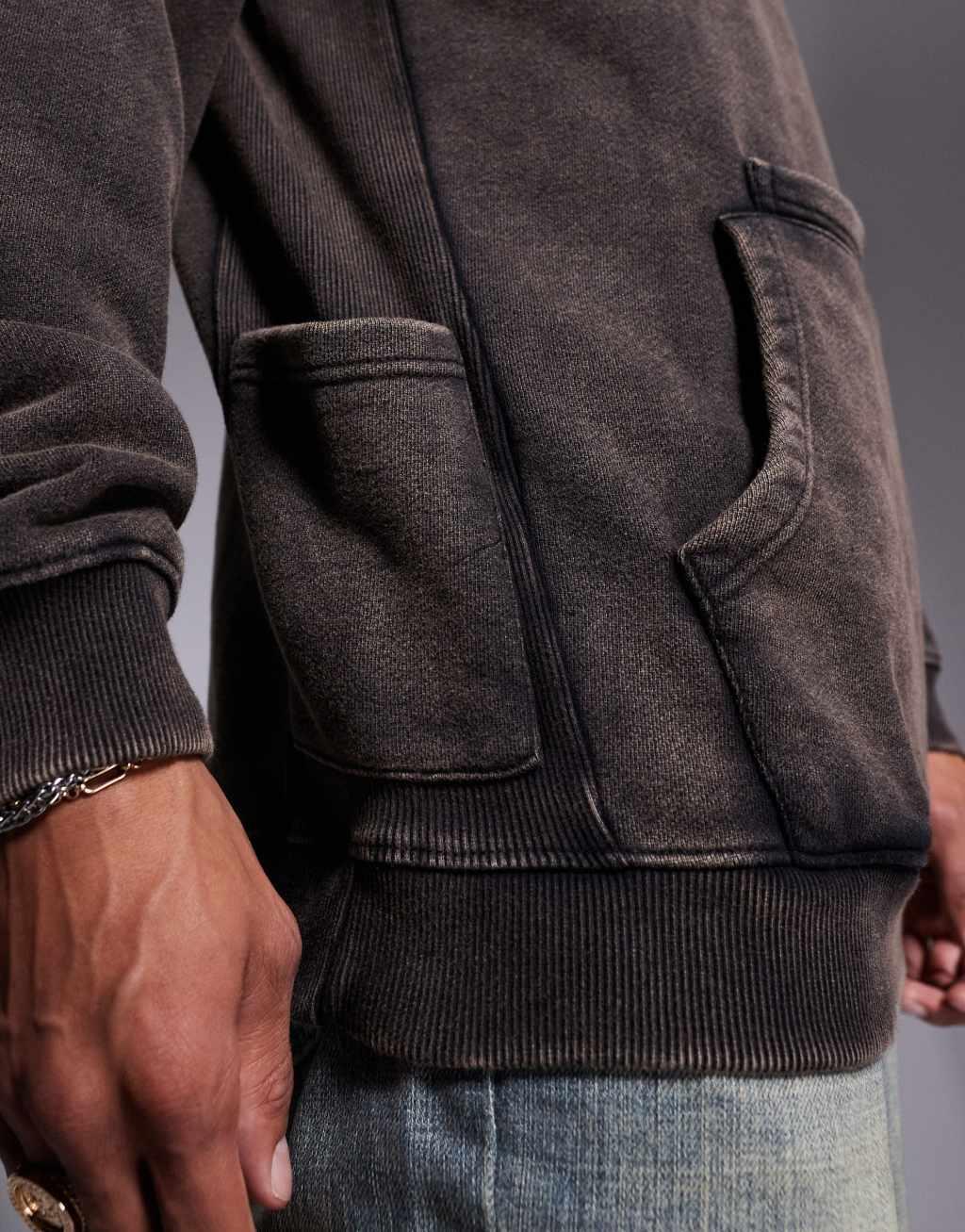 Liquor N Poker pocket detail hoodie in burgundy Product Image