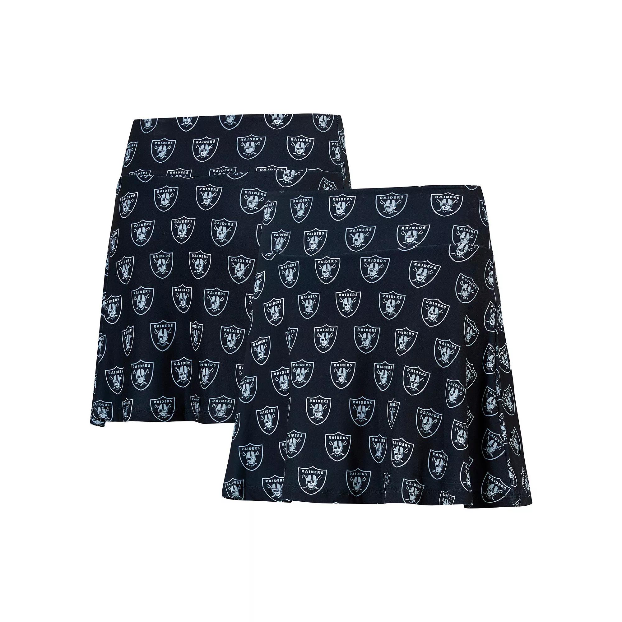 Women's Concepts Sport Black Las Vegas Raiders Record Allover Print Knit Sleep Skort, Size: Medium, Lvr Black Product Image