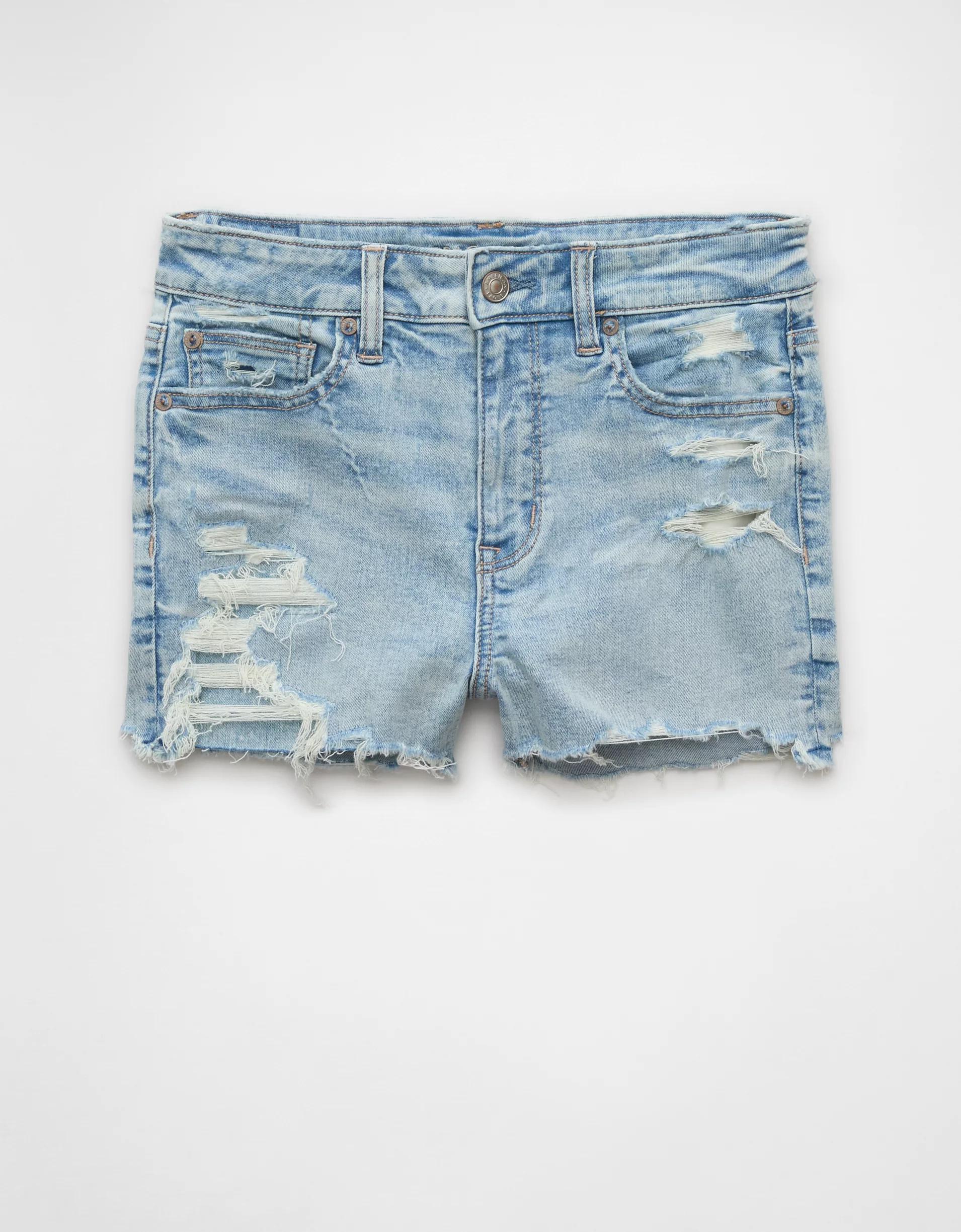 AE Next Level Patched Super High-Waisted Denim Short Short Product Image