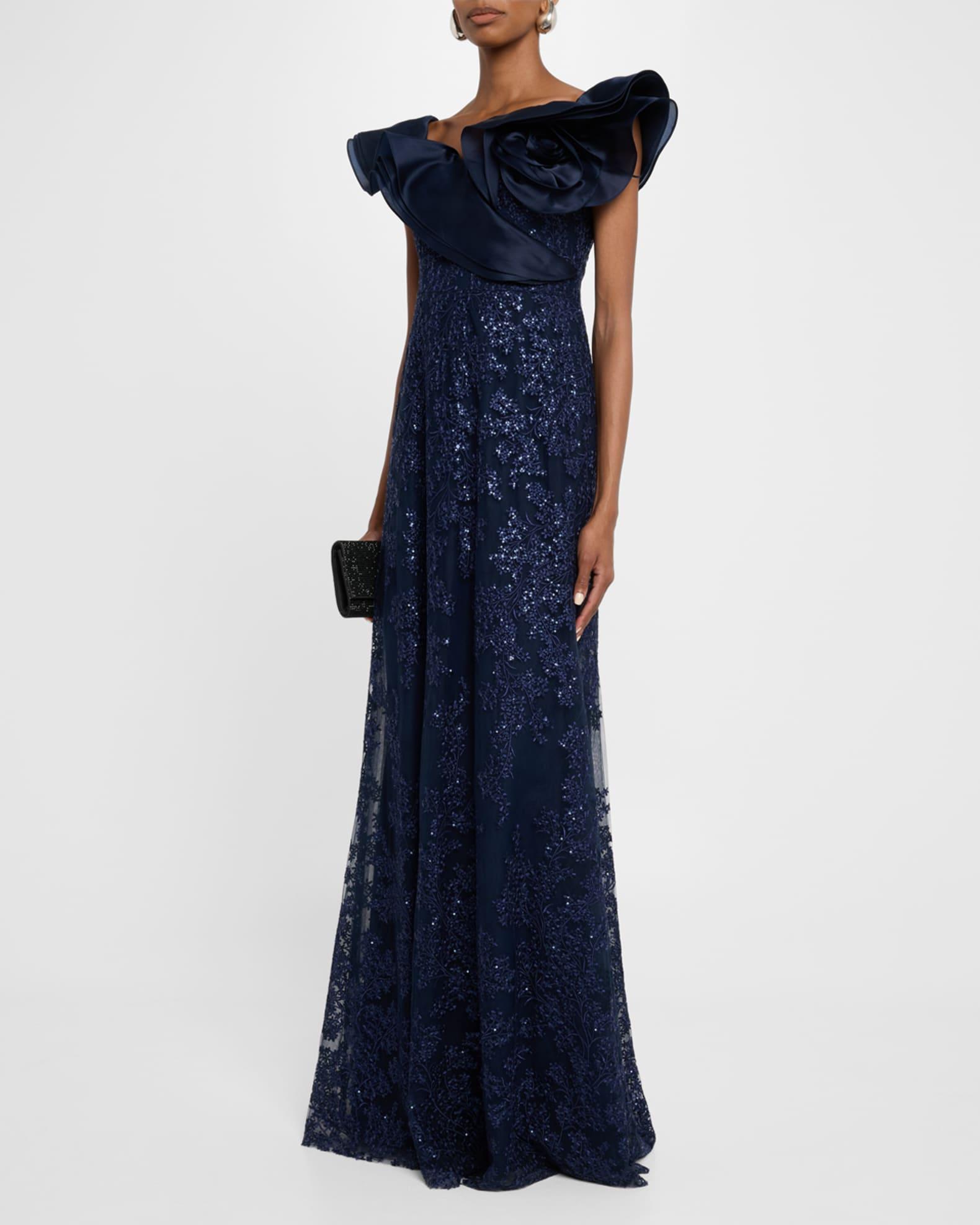 Sequin Embroidered Organza & Tulle Gown Product Image