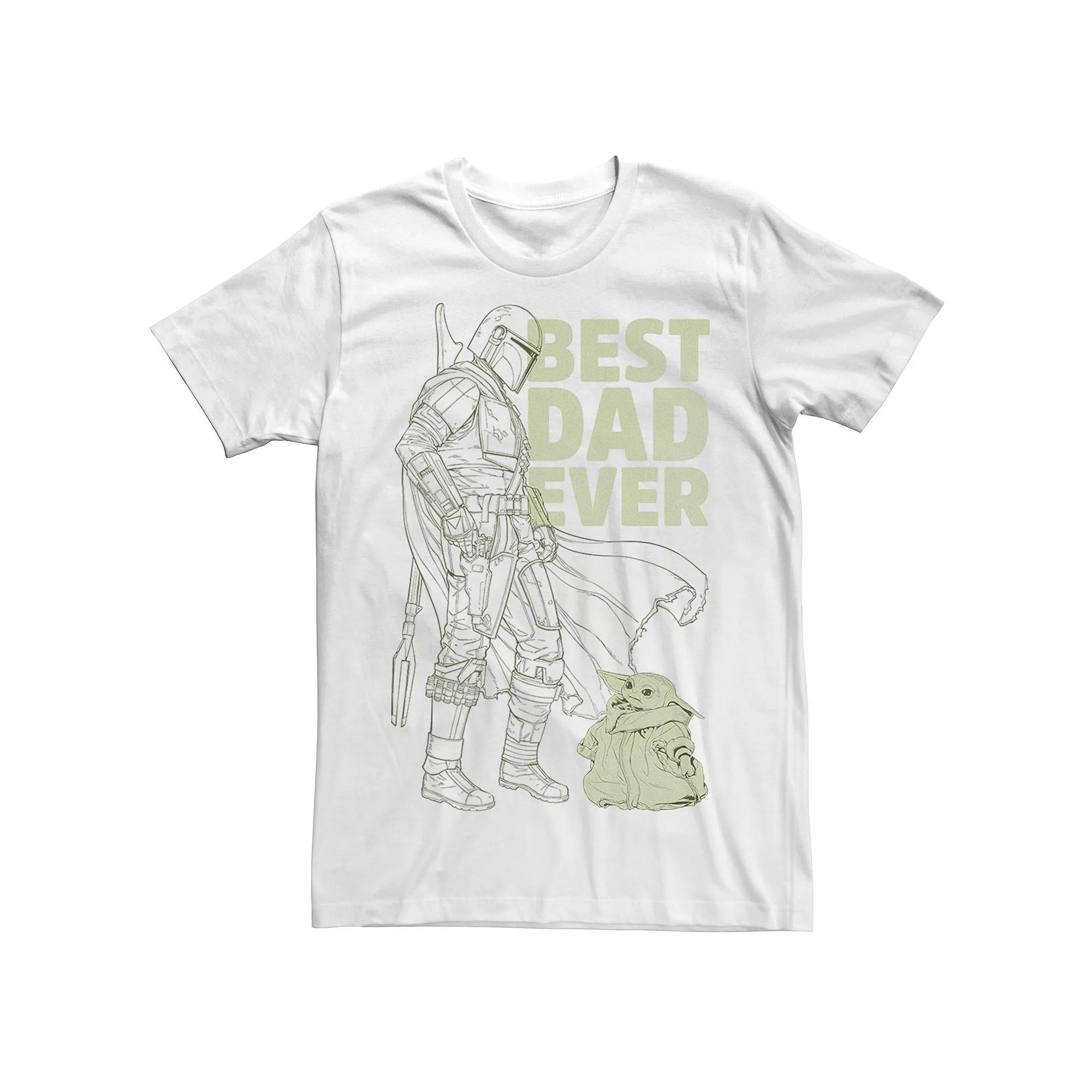Men's Star Wars The Mandalorian Best Dad Ever Line Art Portrait Tee,  Product Image