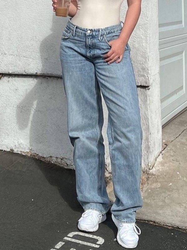 Mid Wash Classic Boyfriend Jeans Product Image
