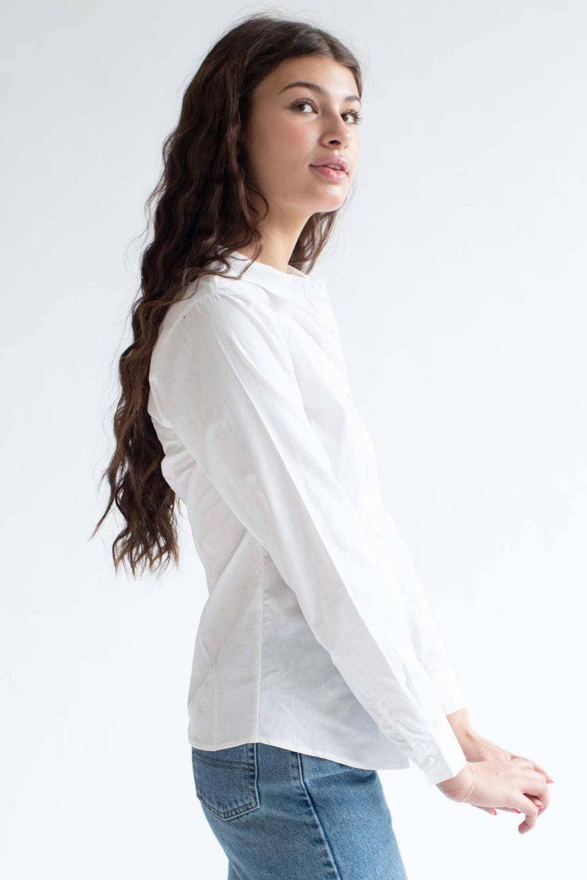 White Pearl Button Up Shirt Product Image