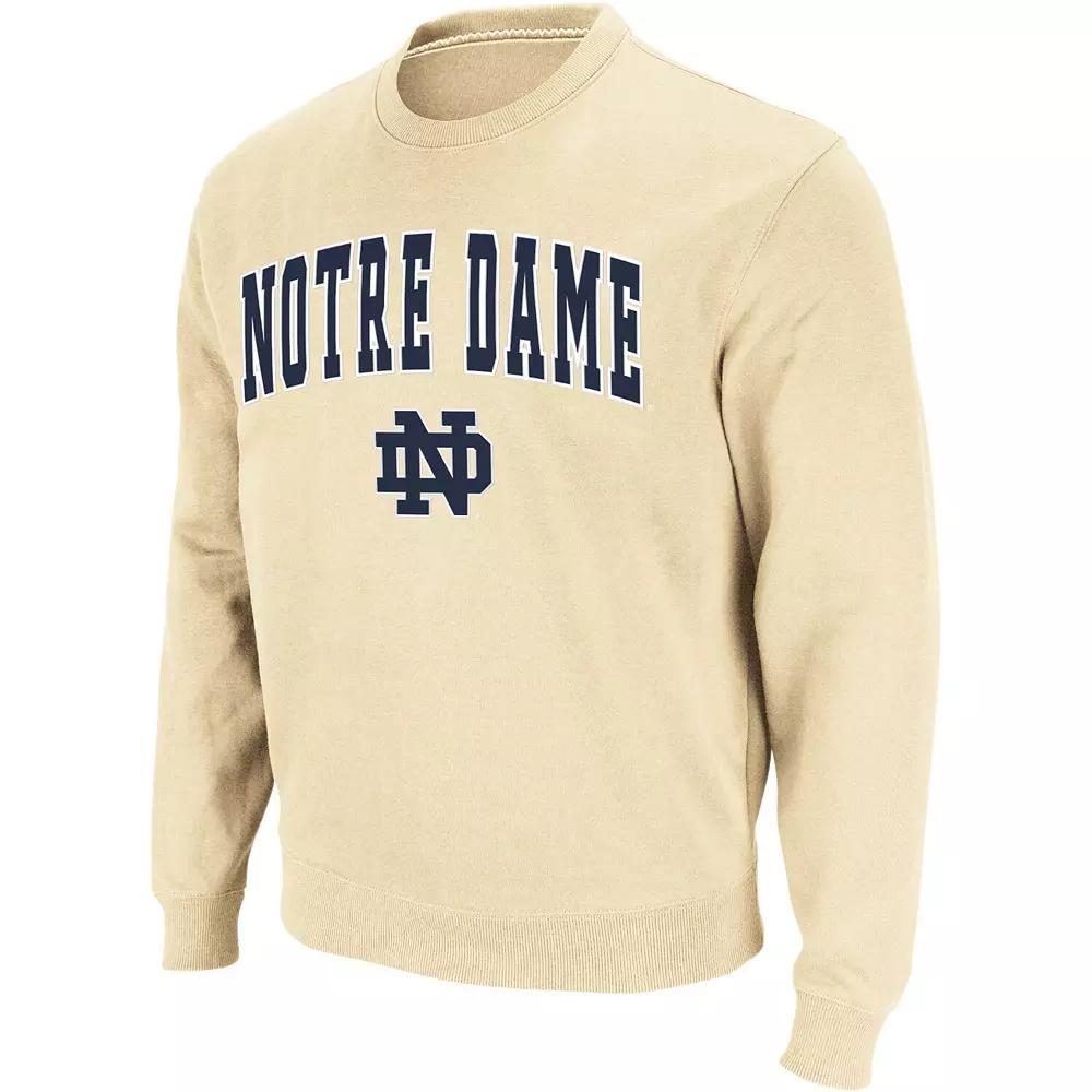 Men's Colosseum Gold Notre Dame Fighting Irish Arch & Logo Crew Neck Sweatshirt, Size: Small, Team Product Image