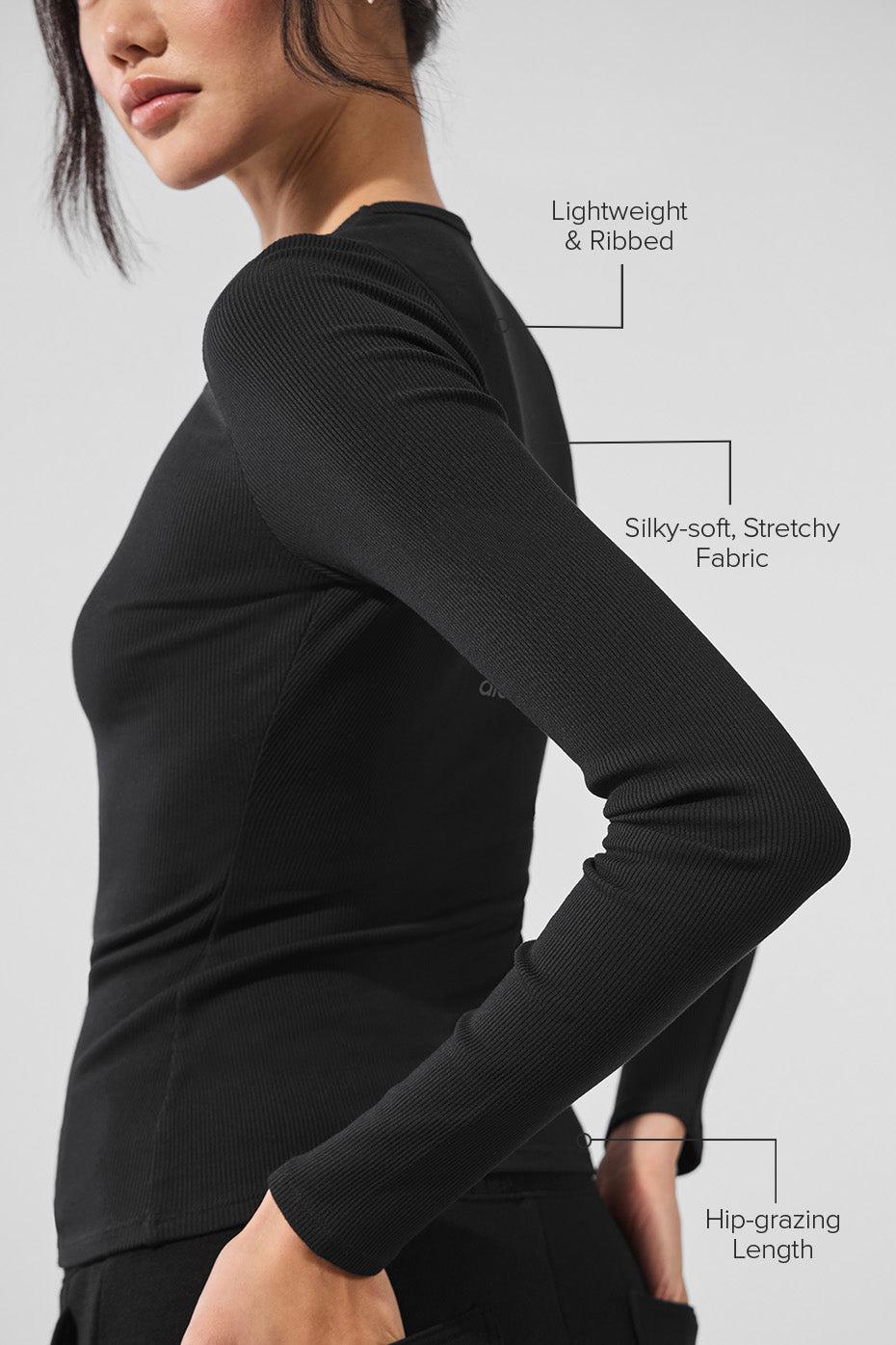 Ribbed Modal Long Sleeve - Black Product Image
