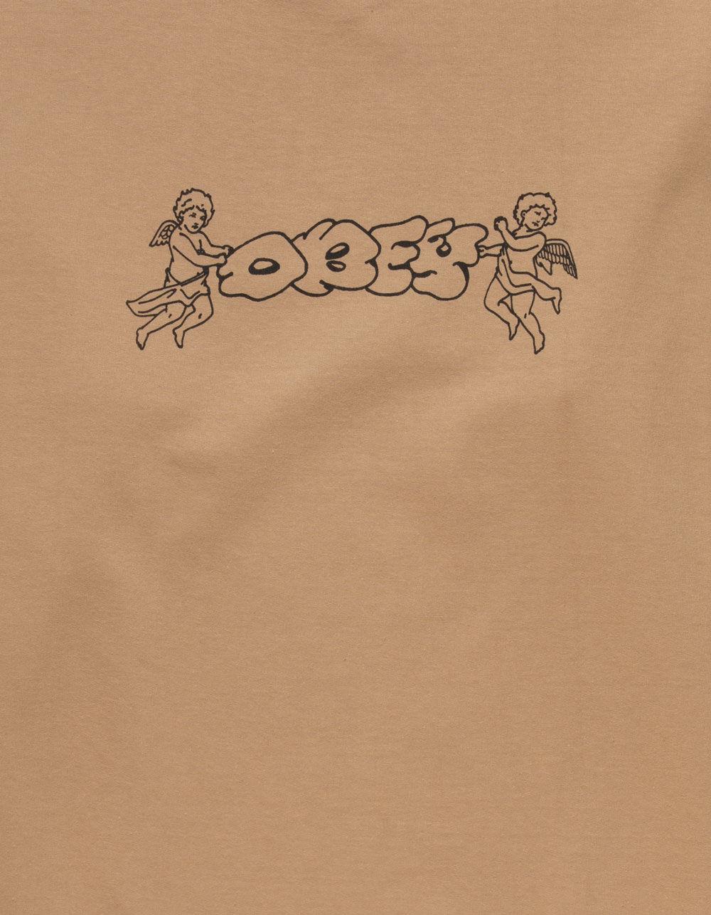 OBEY Cherub Throwie Mens Crewneck Sweatshirt - SAND Product Image